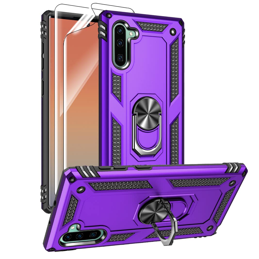 For Samsung Galaxy Note 10 Case, Note10 Case With Hd Screen Protectors, Military Grade Metal Ring Holder Kickstand 15Ft Drop Tes