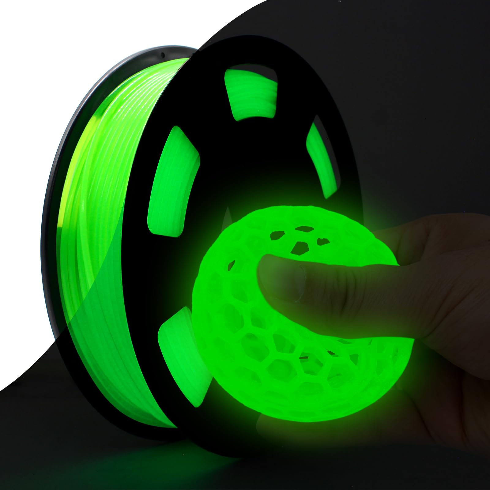 Tecsonar 95A TPU 3D Printer Filament, 1.75mm Glow in The Dark Green, Soft TPU Flexible 3D Printing Filament, High Hardness & Res