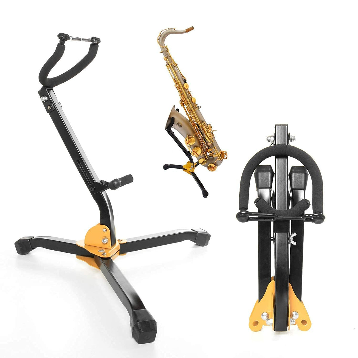 Gonioa Folding Saxophone Stand For Alto Sax, Alto Tenor Sax Stand, Adjustable Metal Triangle Base Design Saxophone Holder Rack P