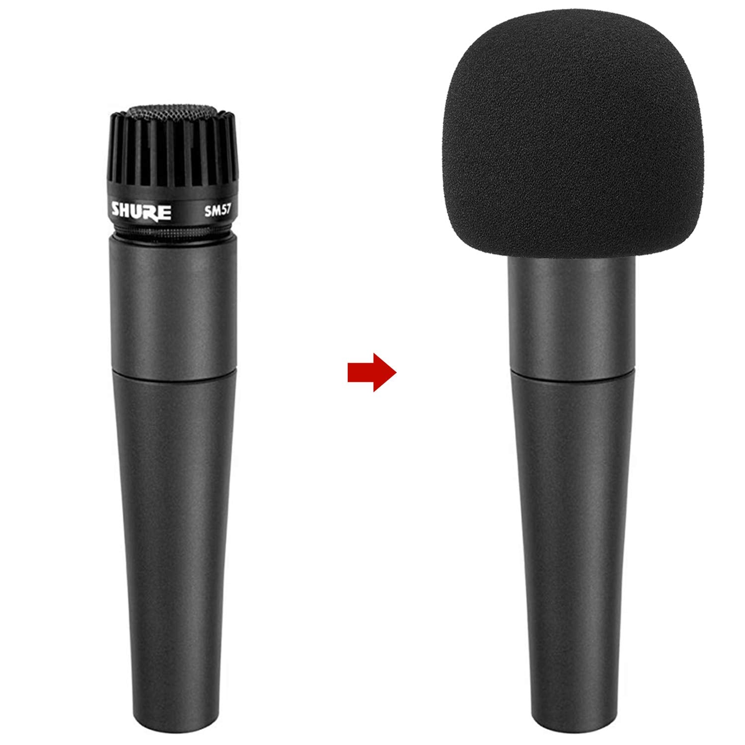 SM57 Pop Filter Foam Cover   Mic Windscreen Wind Cover Customized Compatible with Shure SM 57 Microphone to Blocks Out Plosives by YOUSHARES (2 PCS)