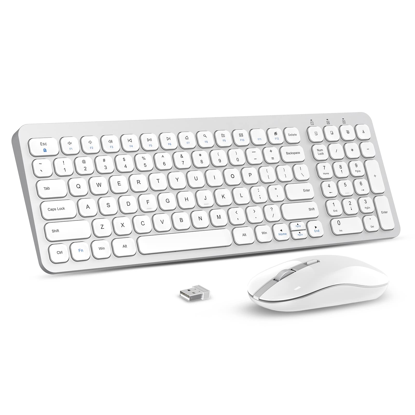 Cimetech Wireless Keyboard And Mouse Combo, Compact Full Size Wireless Keyboard And Mouse Set Less Noise Keys 2.4G Ultra Thin Sl