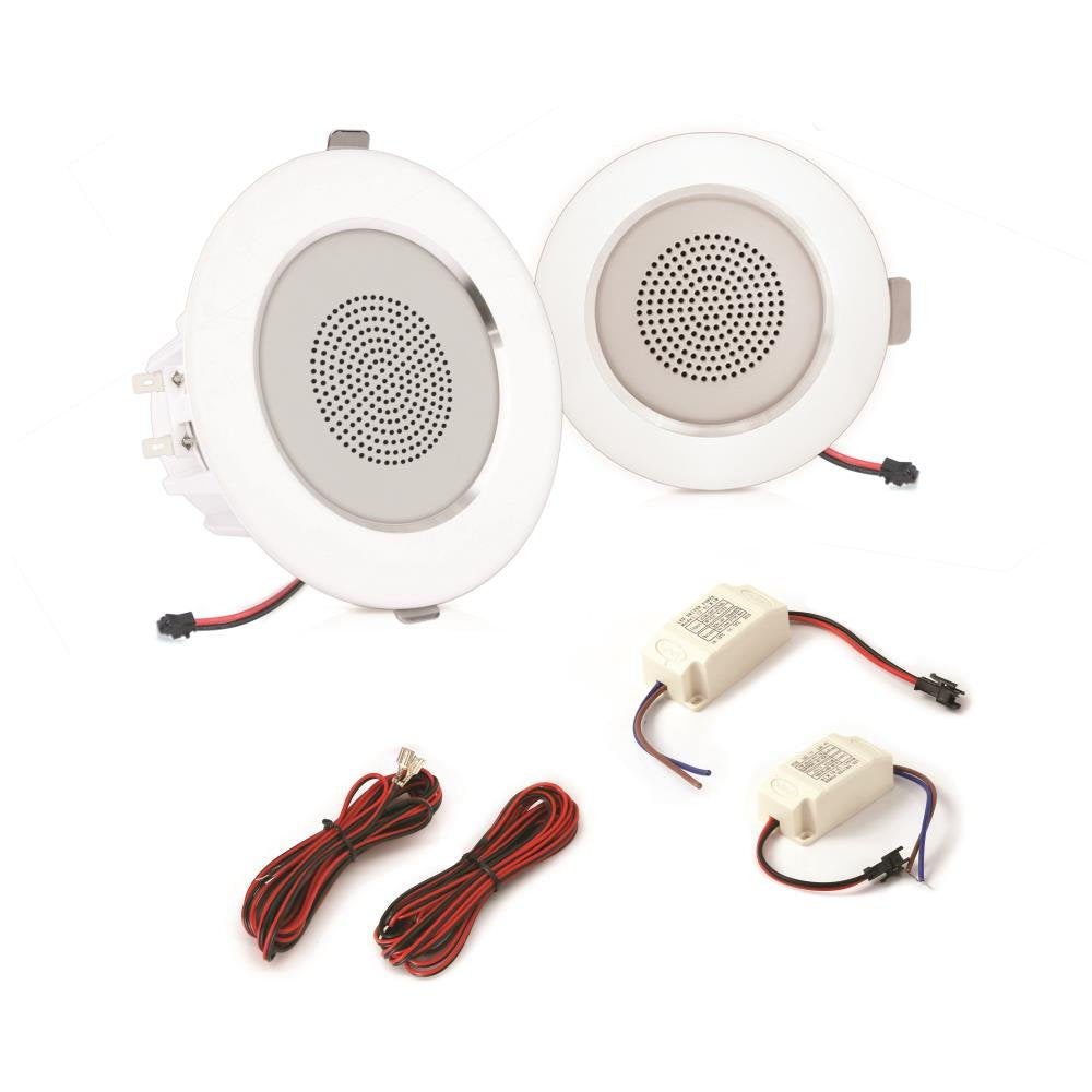 Pyle 4    Pair Flush Mount In Wall In Ceiling 2 Way Home Speaker System Built In Led Lights Aluminum Housing Spring Clips Polypr