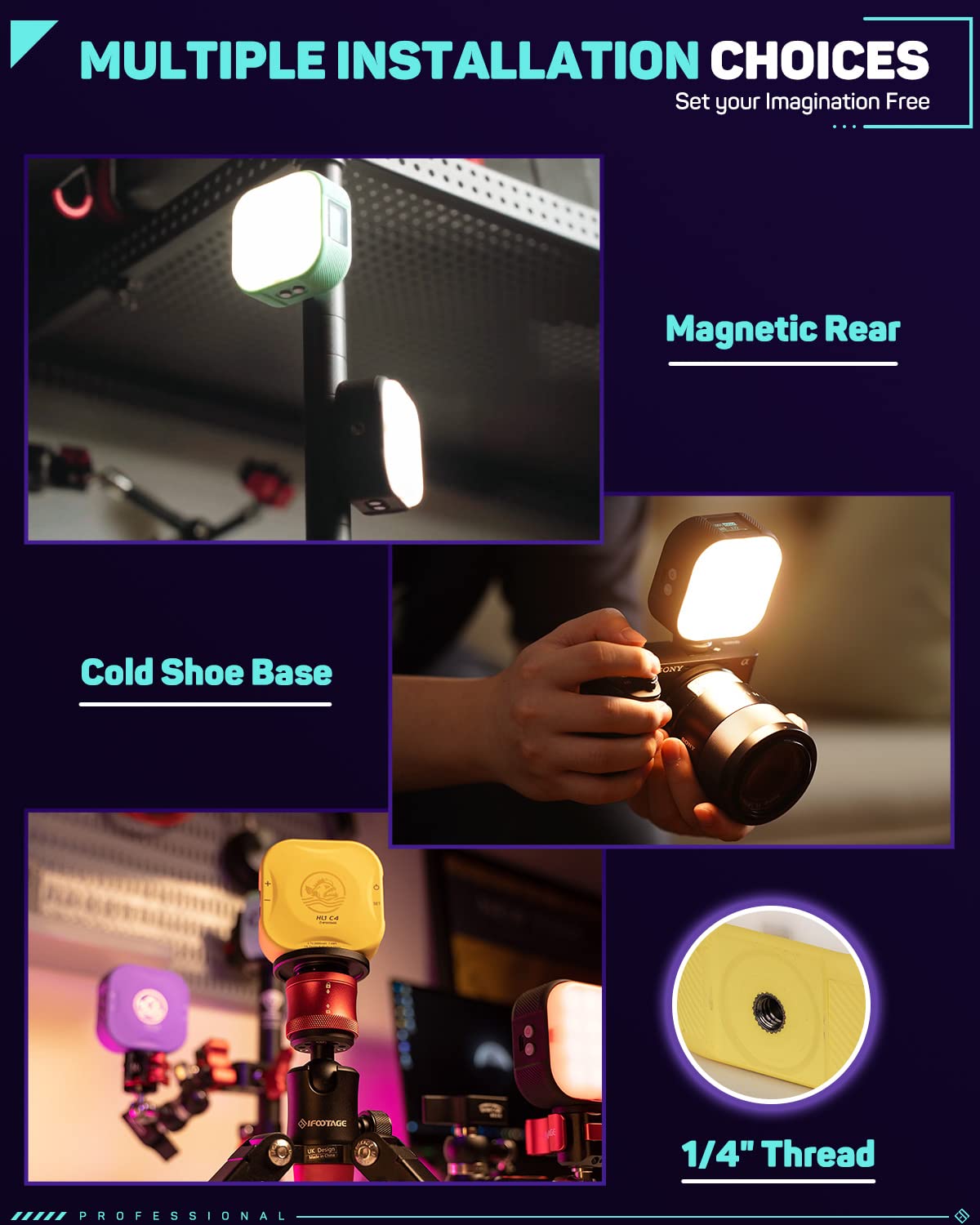 Ifootage Hl1 C4 Led Video Light, Handy Rgbw On Camera Light, Bluetooth App Control Magnetic Attraction Video Camera Light, Cri 9