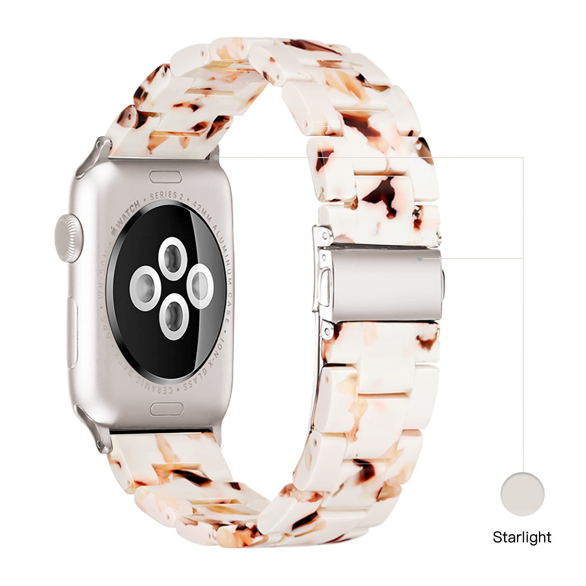 Light Apple Watch Band  Fashion Resin Apple Watch Ultra Series 10 Series 9 Series 8 Series 7 Band Starlight, Compatible With App