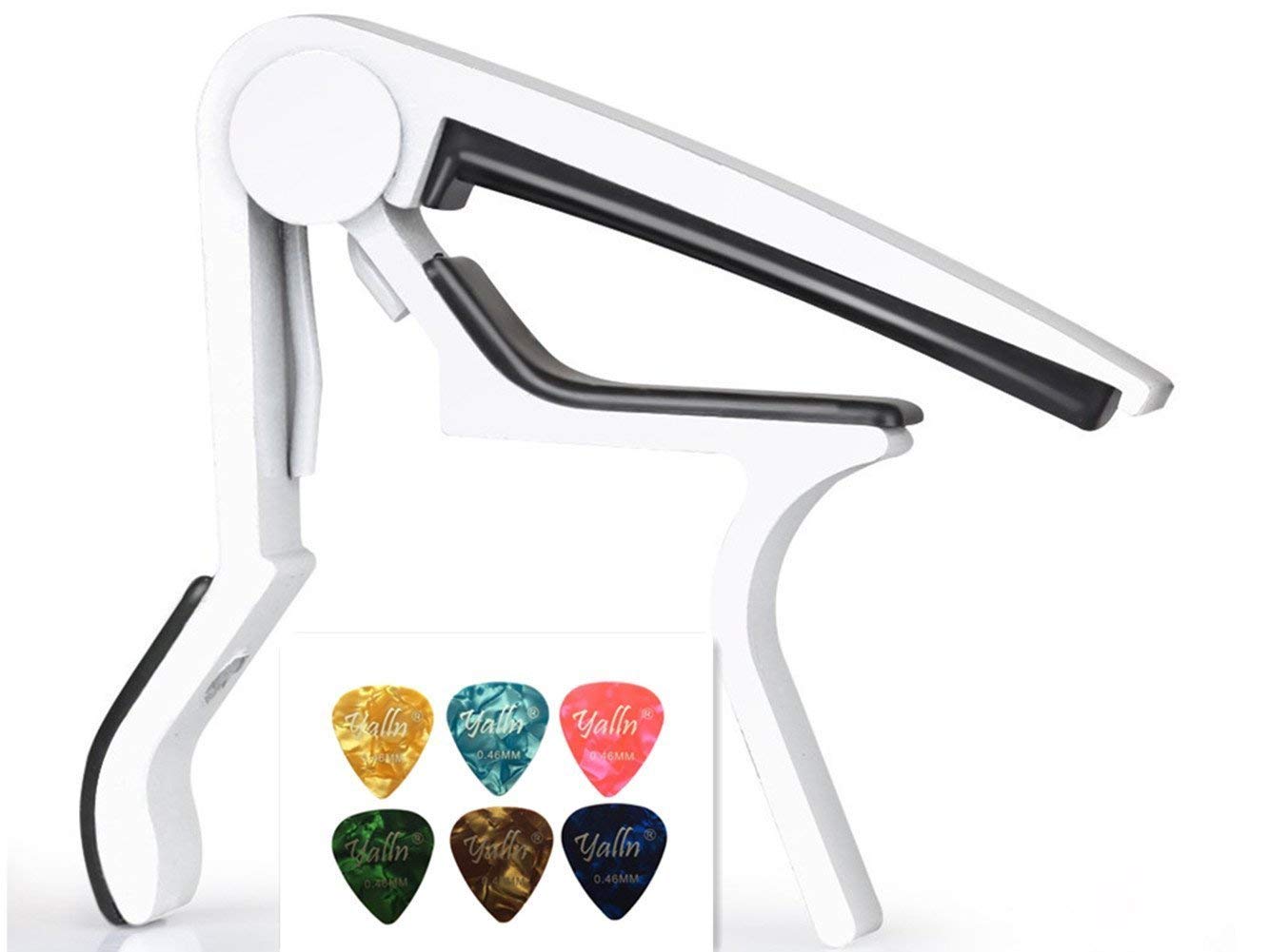 Crusader Spring Guitar Capo B4(Black) & Guitar Picks Set Of 10 Pick