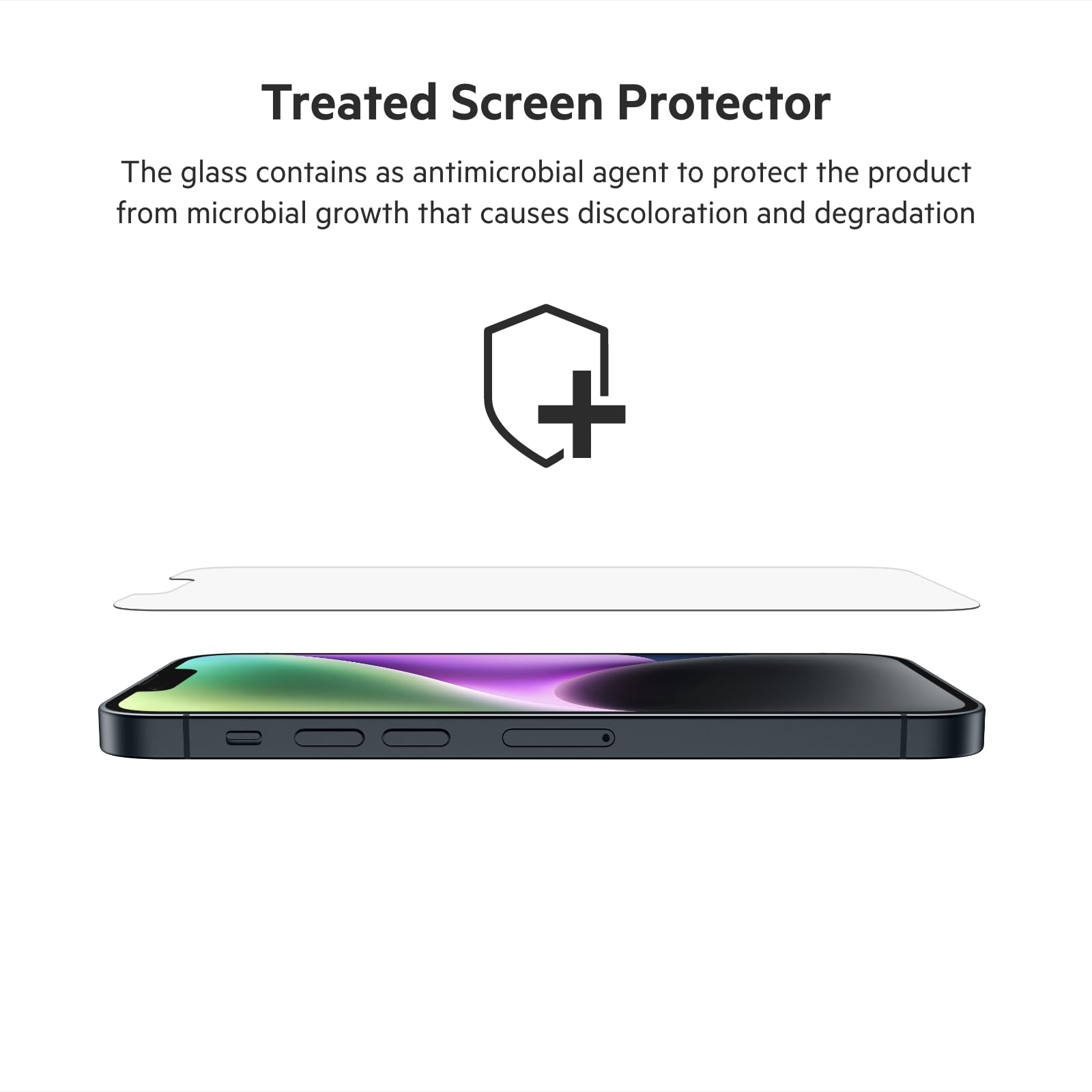 Belkin Iphone 14, Iphone 13, Iphone 13 Pro Screen Protector Temperedglass, Antimicrobial Treated, Easy Application Bubble Free W