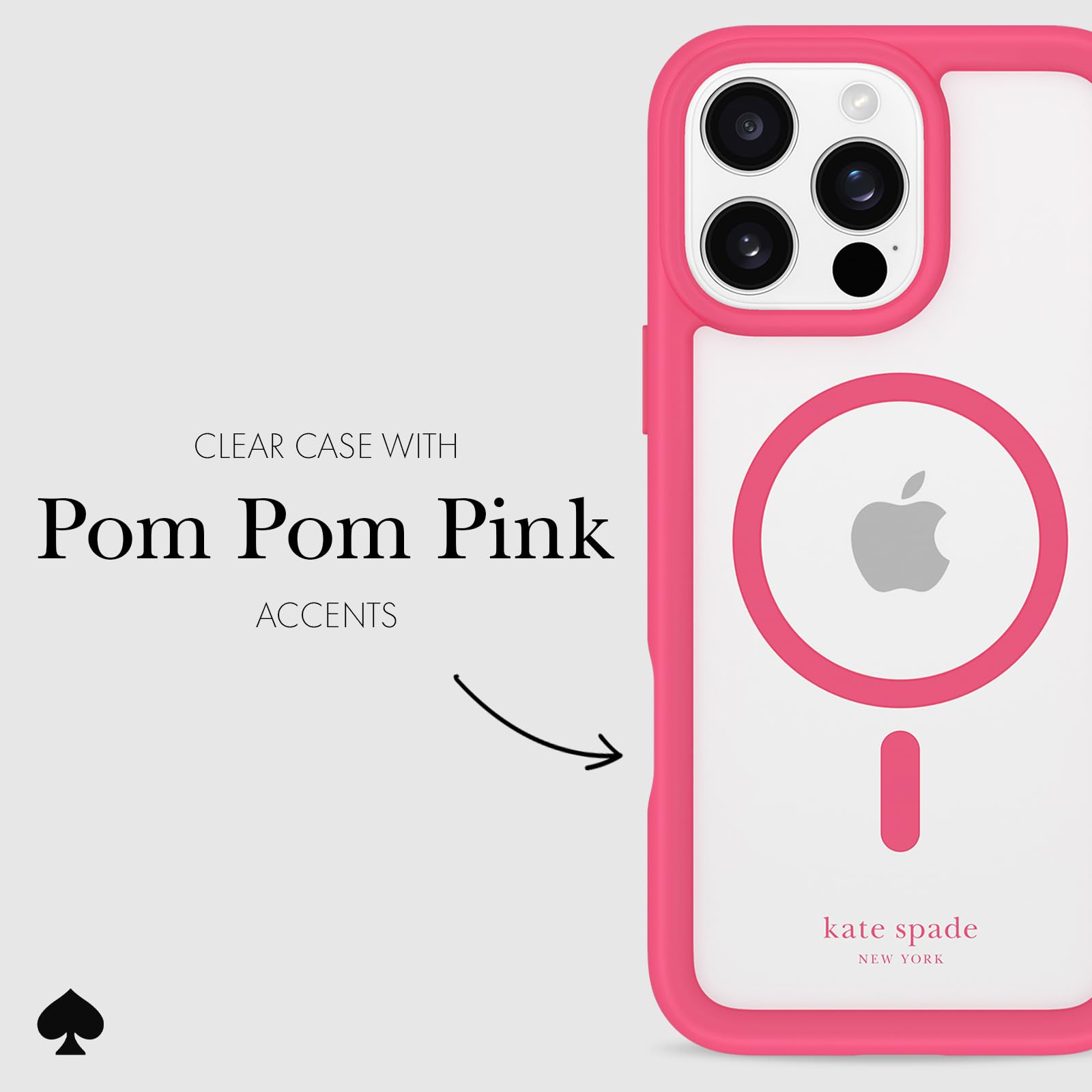 Kate Spade New York Iphone 16 Pro Max Case   Compatible With Magsafe   Designer Phone Case   Pom Pom Pink