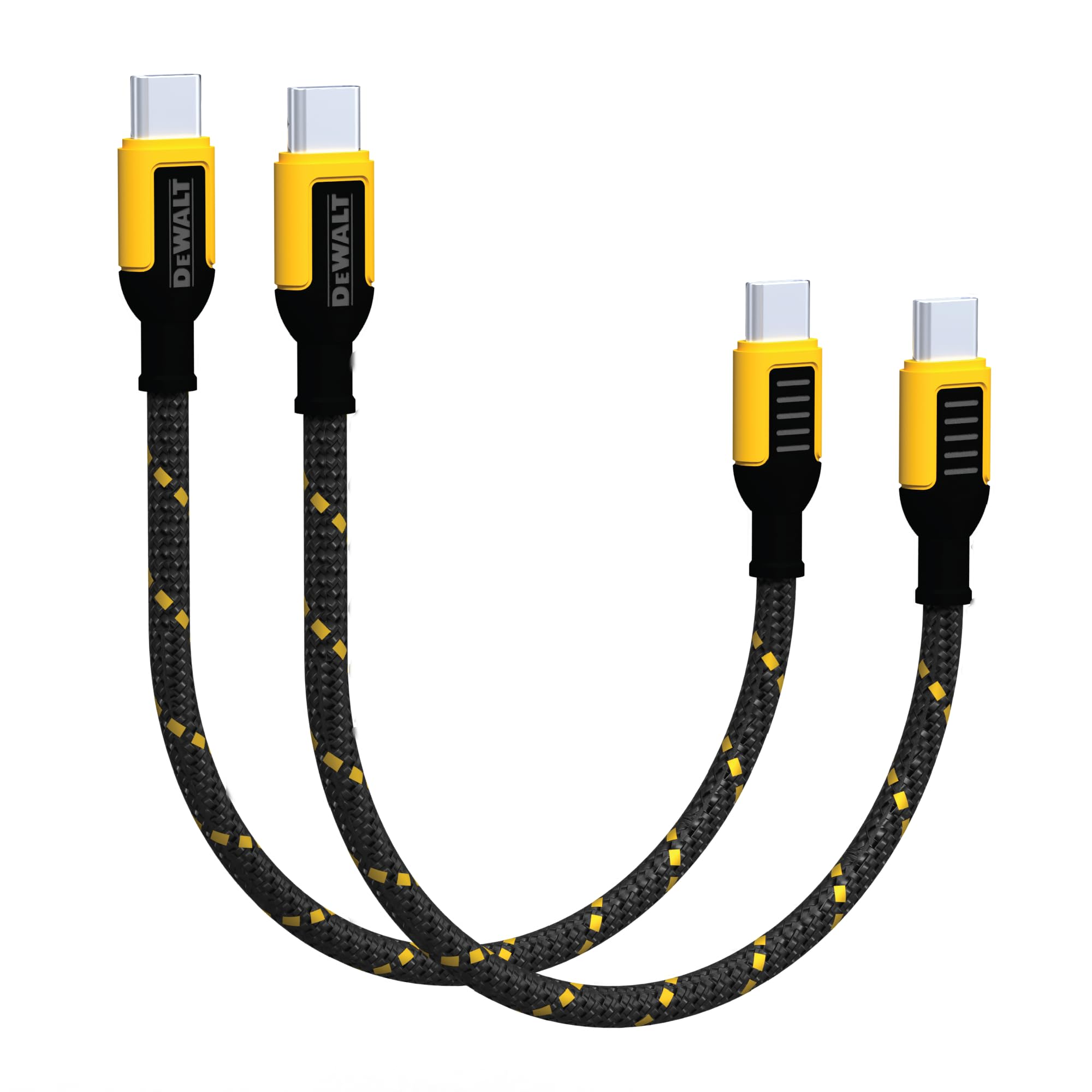 Dewalt Short Usb C To Usb C 60W Cable (2 Pack 6In.), Durable Type C Fast Charging Nylon Braided Cord, Compatible With Iphone 16/15 Series, Android Samsung Galaxy S24/S23/S22/ Ultra, Ipad Pro