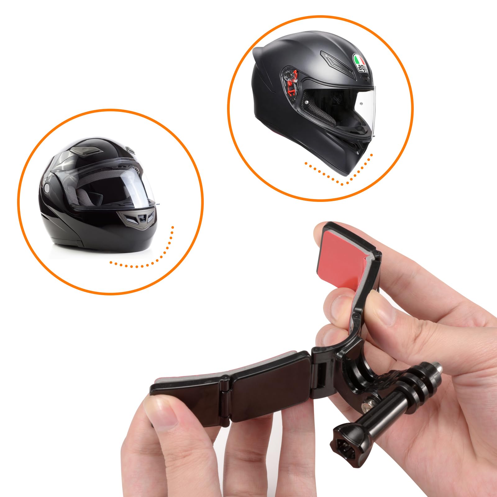 Lupholue Motorcycle Helmet Chin Mount Kits With Adhesive Curved Pads Compatible With Gopro Hero 12, 11, 10, 9, 8, 7, (2018), 6 5