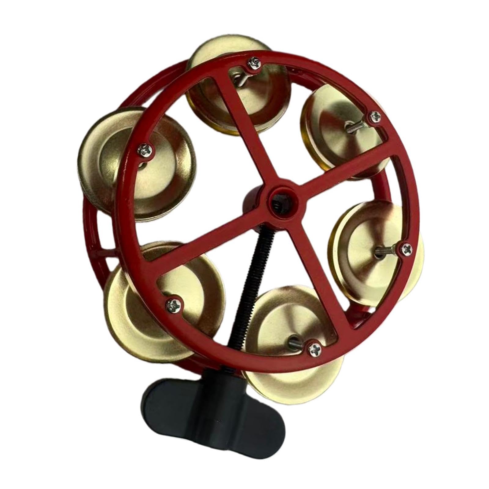 VELURA Hi Hat Tambourine Compact with Metal Jingles for Concert Kids Adults Parties red Gold| Hand Percussion |Musical Instrumen