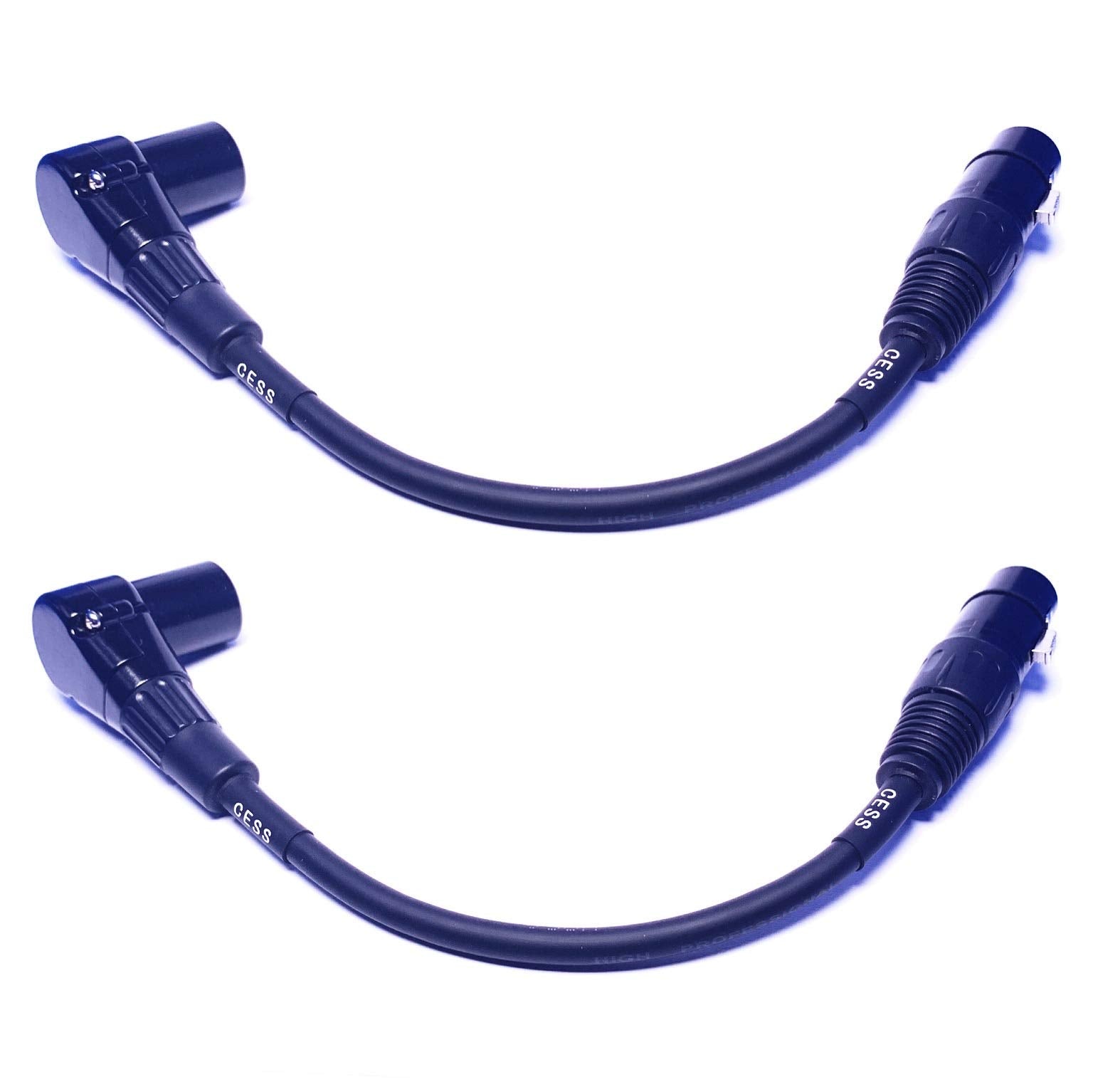 Cess-043 Xlr Right-Angle Male To Straight Female Microphone Extension Cable, 2 Pack