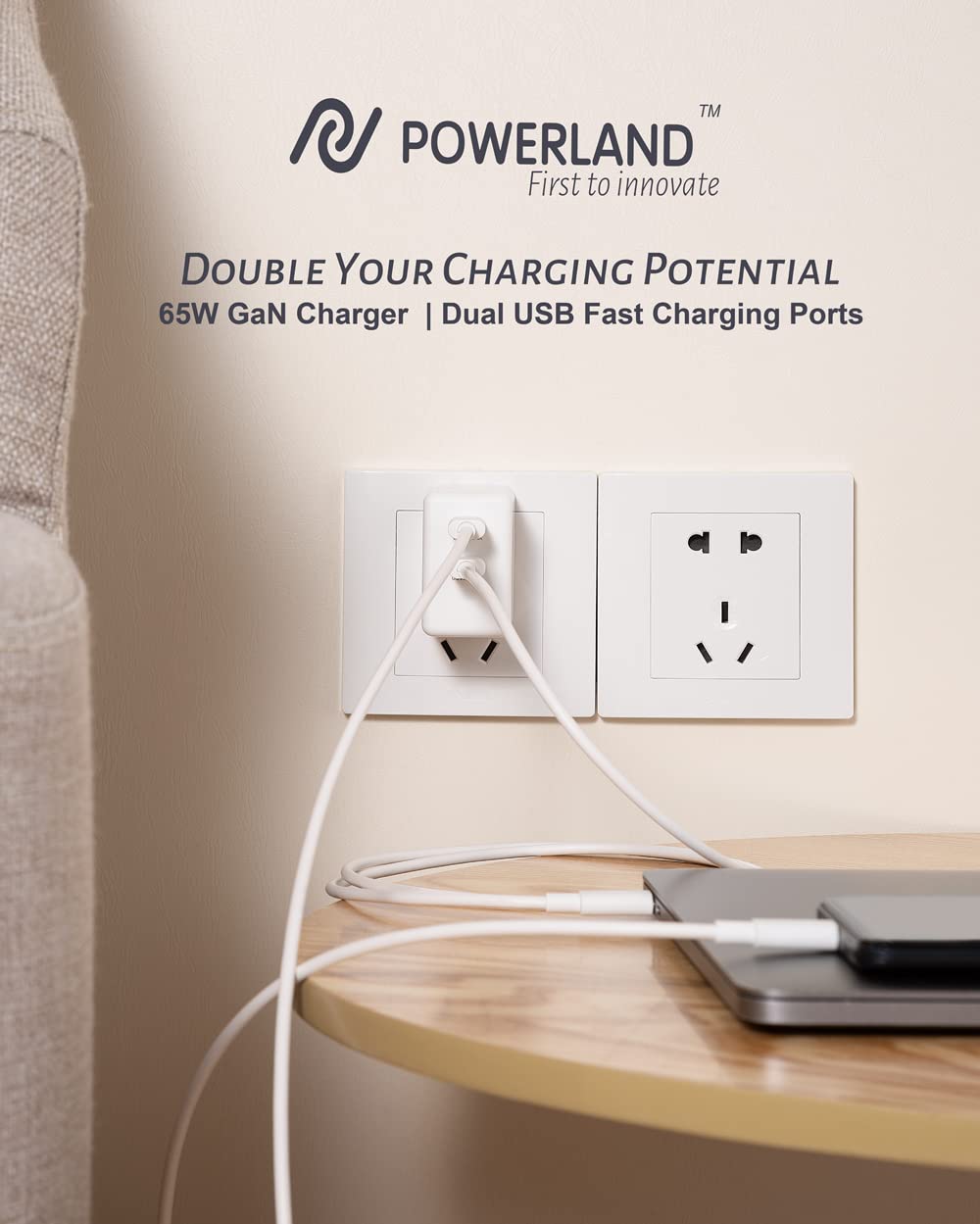 Usb C Charger 65W, (Gan 65W), Pps Fast Charger Adapter, Dual Usb C Ports Foldable Compact Charger For Macbook Pro/Air, Ipad Pro,