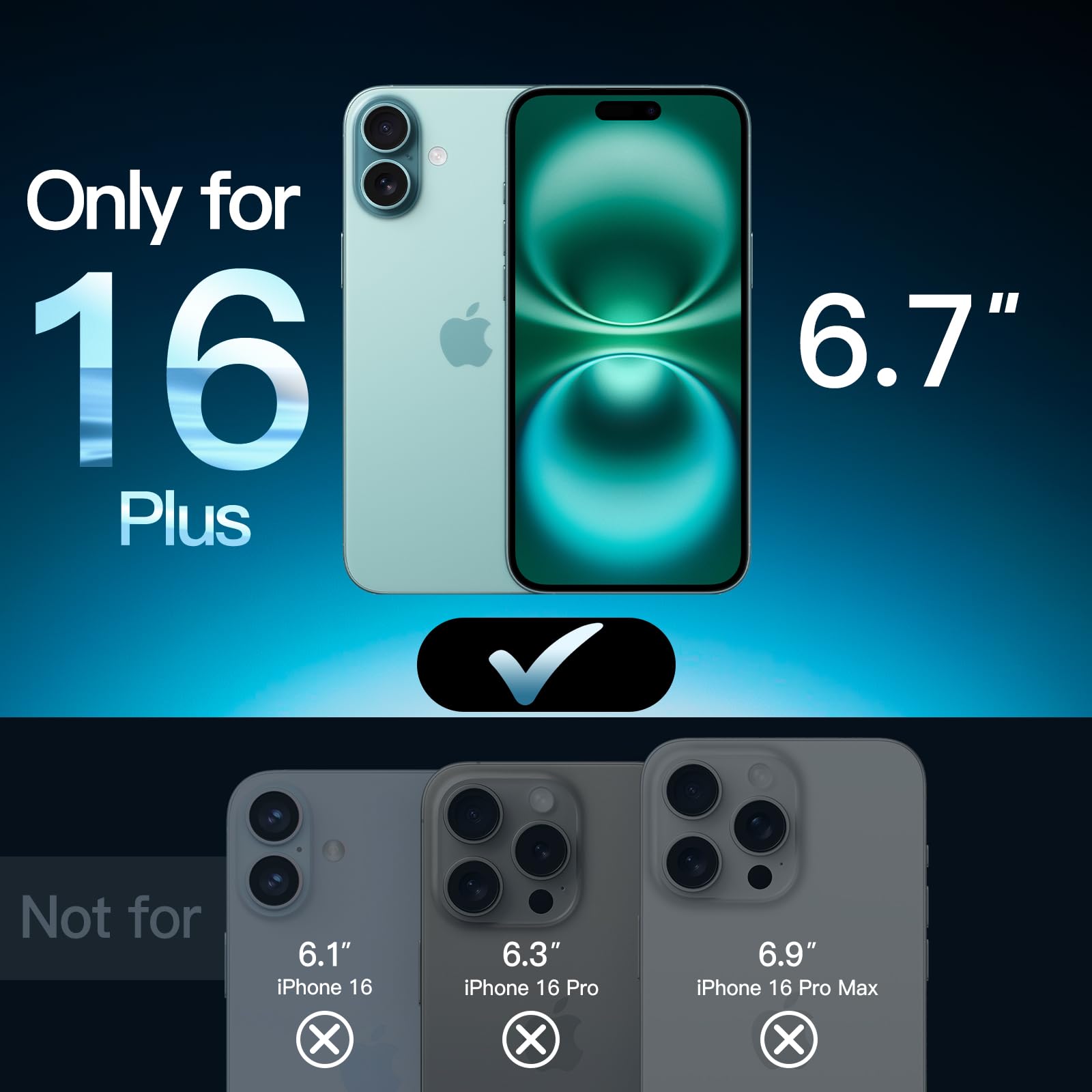 Jetech Screen Protector For Iphone 16 Plus 6.7 Inch, Tempered Glass Film With Easy Installation Tool, Case Friendly, Hd Clear, 2