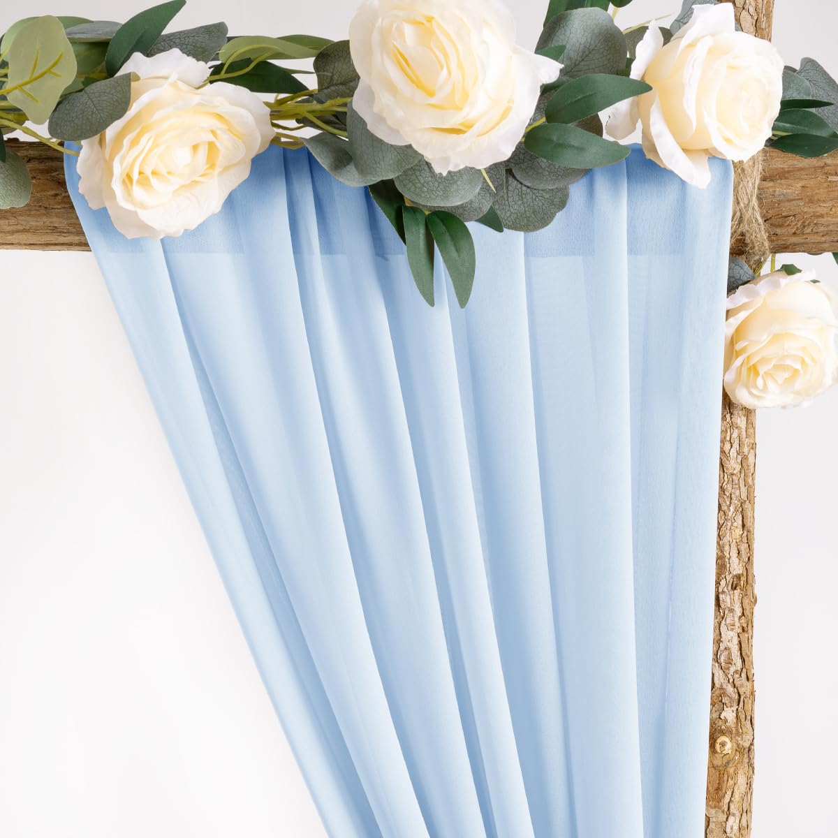 Socomi Wedding Arch Draping Fabric 1 Panel 29'' X 19Ft Baby Blue Sheer Chiffon Curtain Drapes 6 Yards For Wedding Ceremony Birth