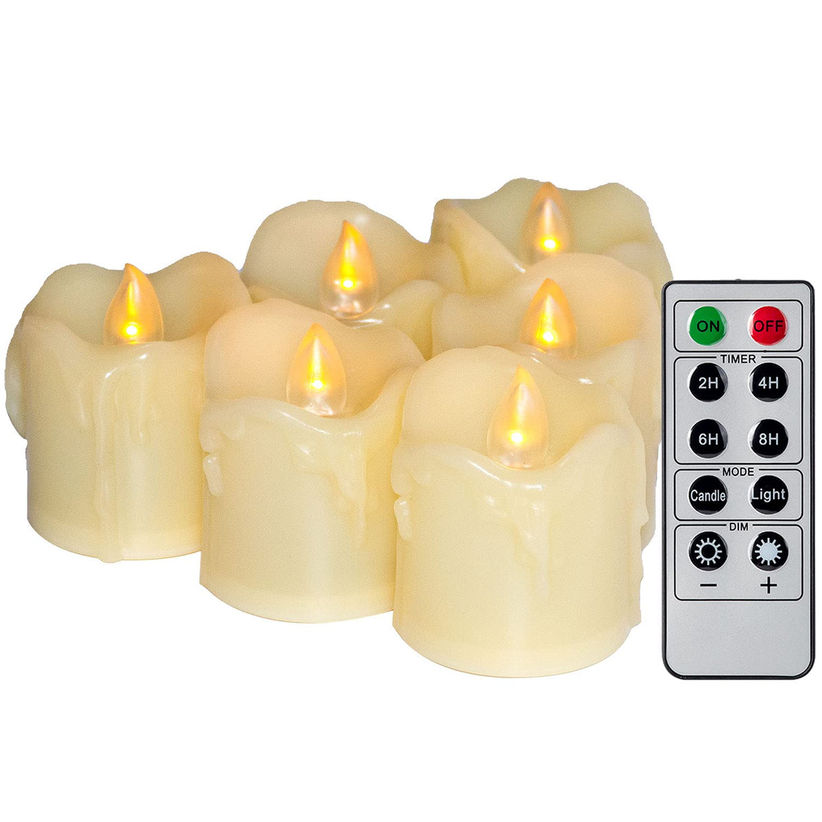 Candle Idea 6 Battery Operated Led Votives With Remote Timer Small Unscented Flickering Flameless Electric Candles For Kitchen H