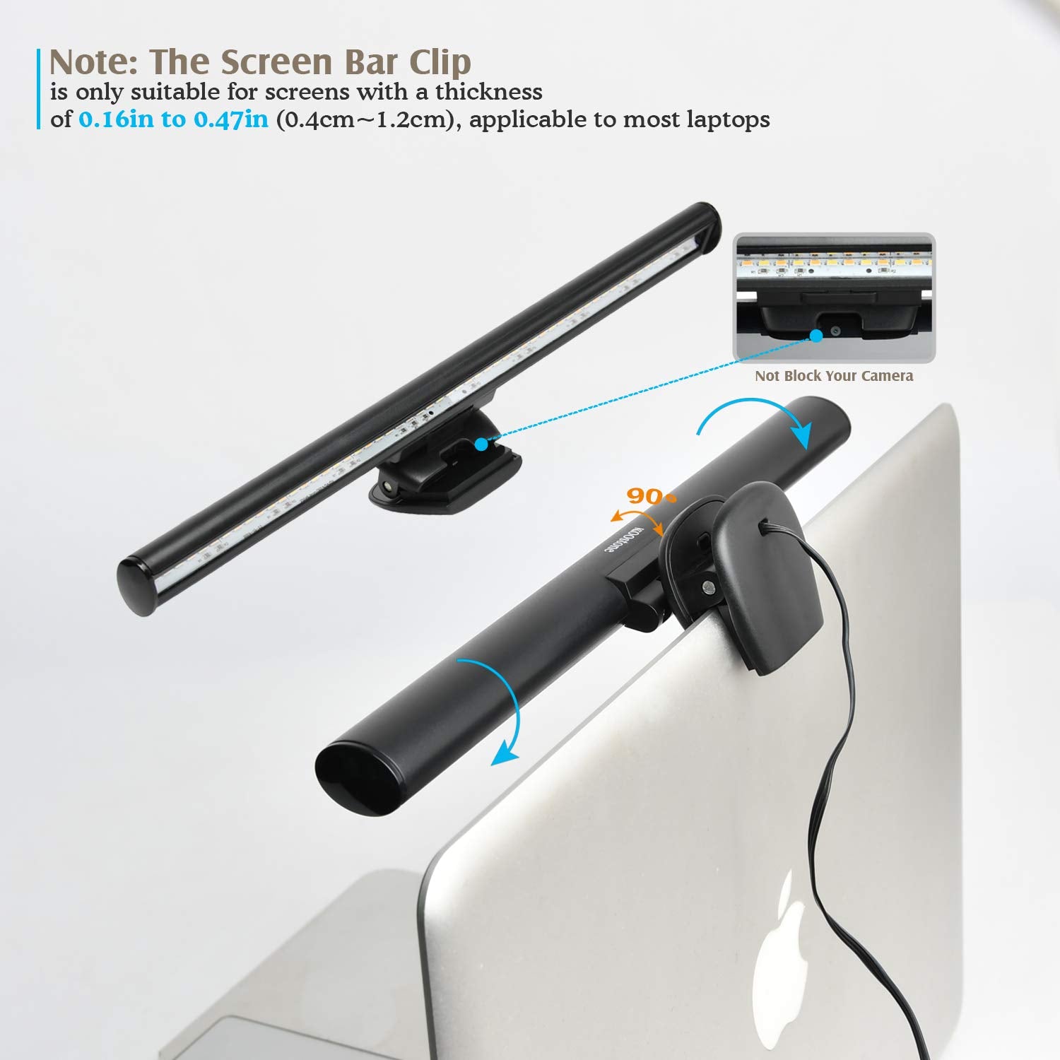 KOOSTONE Monitor Light Bar e-Reading Task Lamp 3 Color Modes 10 Brightness USB Powered Plastic Black