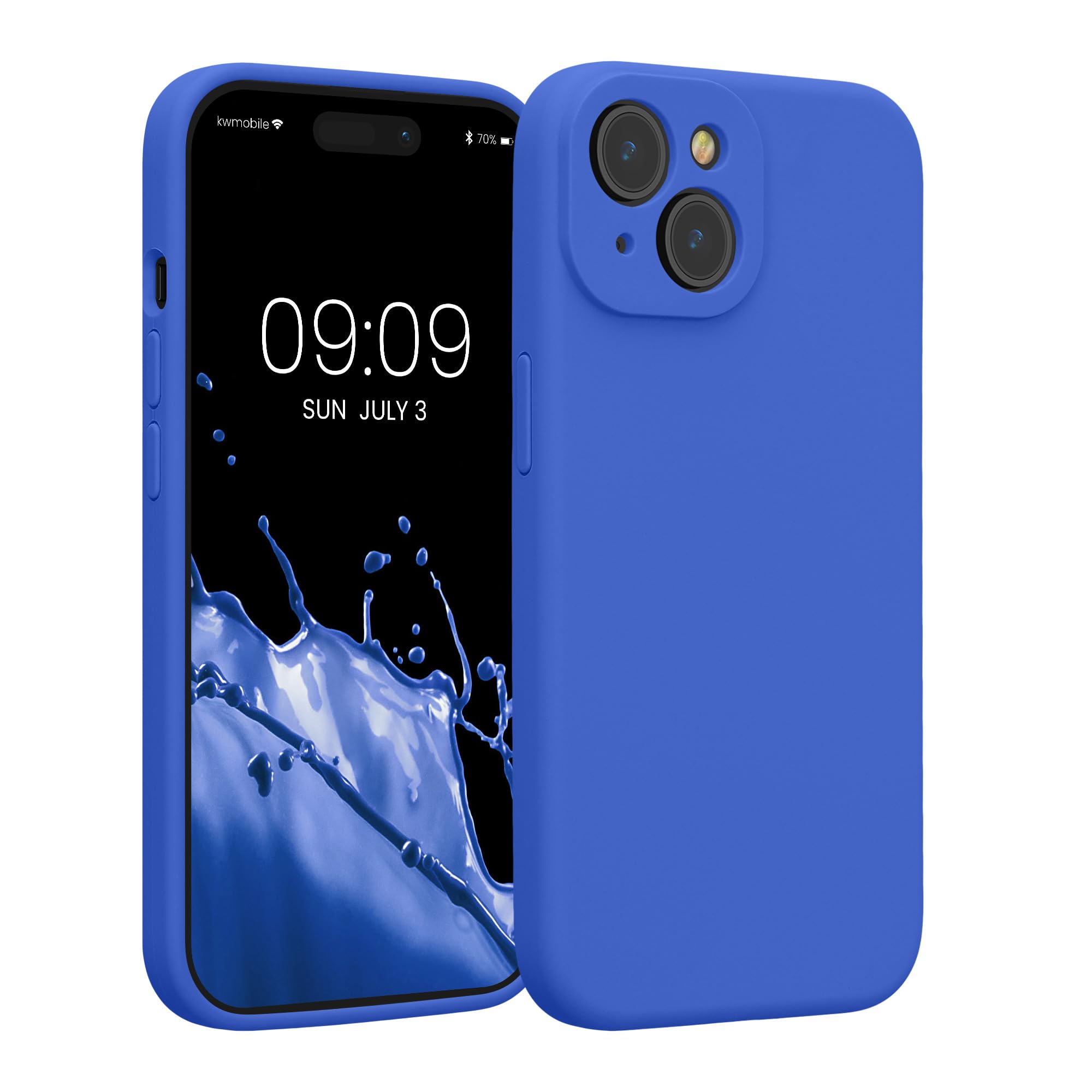kwmobile Case Compatible with Apple iPhone 15 Case - Slim TPU Silicone Phone Cover - Soft Touch Finish - Baltic Blue