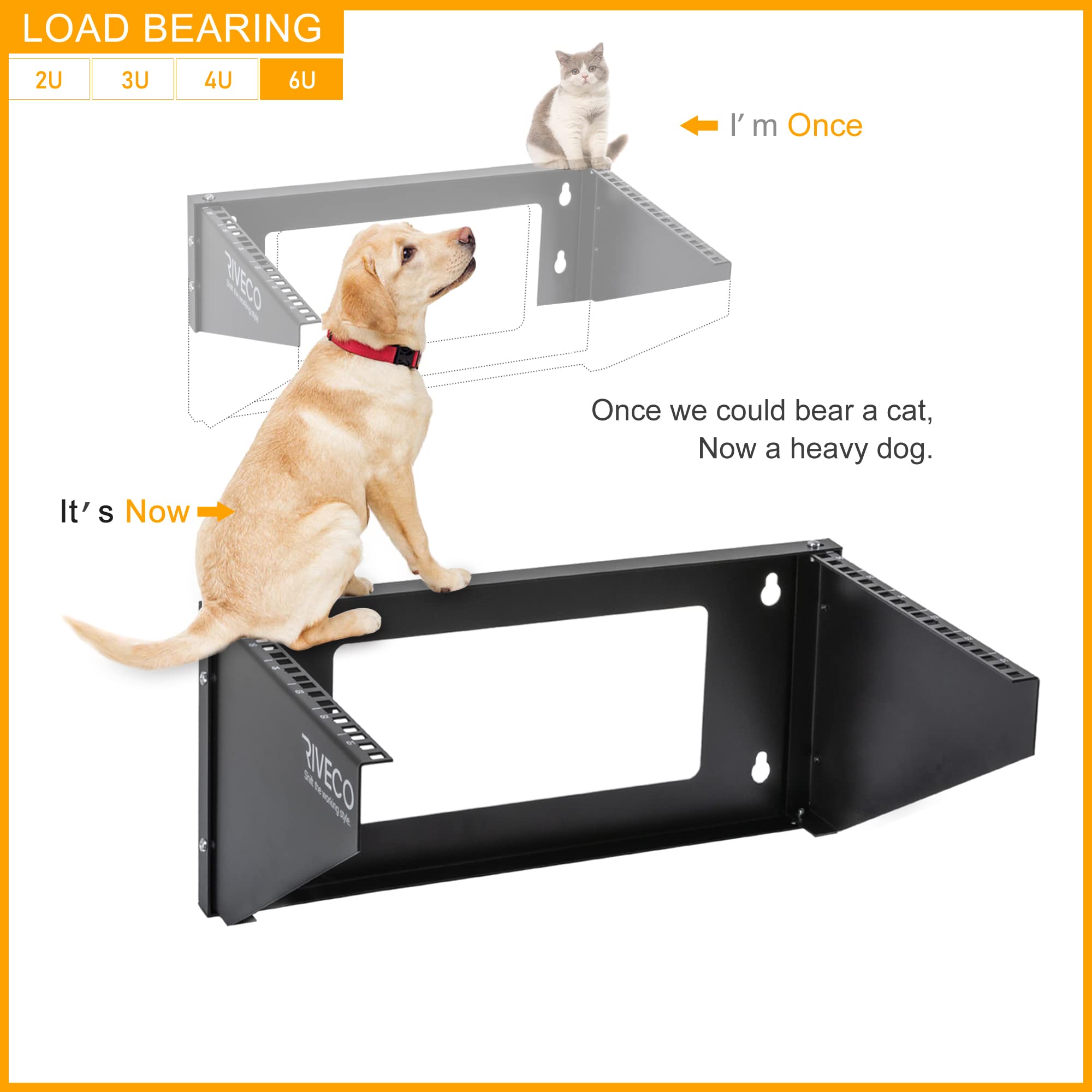 Riveco 6U Wall Mount Rack For Network| Reinforced Heavy Load 66 99 Lbs Small Server Racks Vertical & Horizontal Mounting For 19