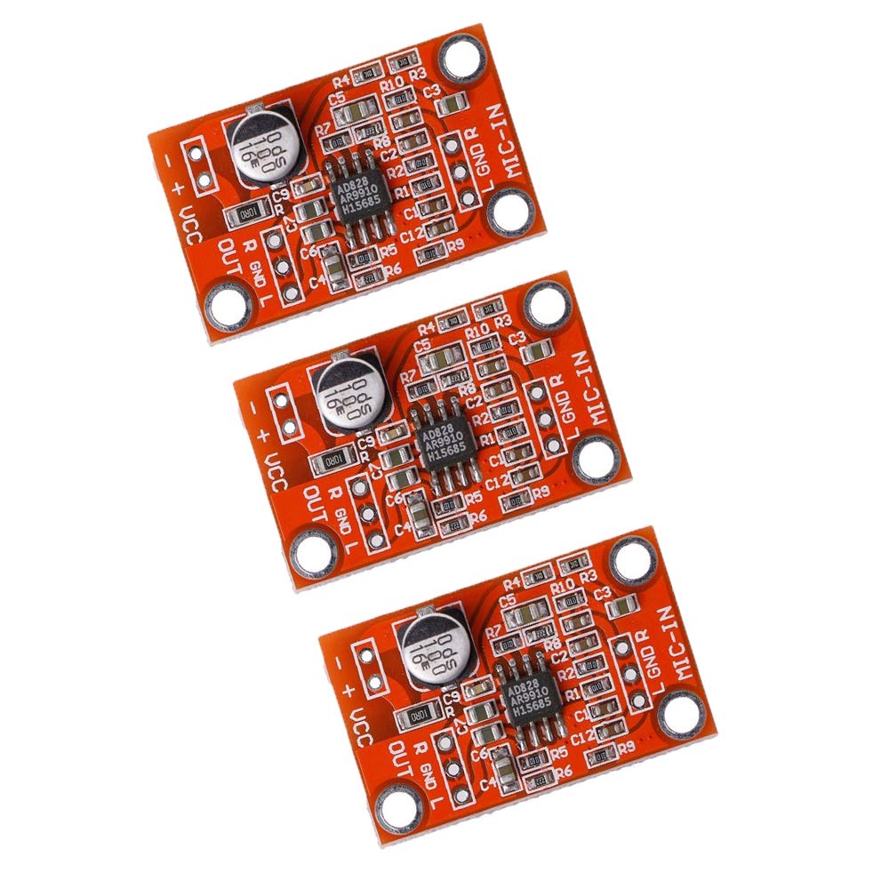 Acxico 3Pcs Ad828 Stereo Dynamic Microphone Preamplifier Board Pickup Module Dc 3.8V 15V Mic Preamp Module