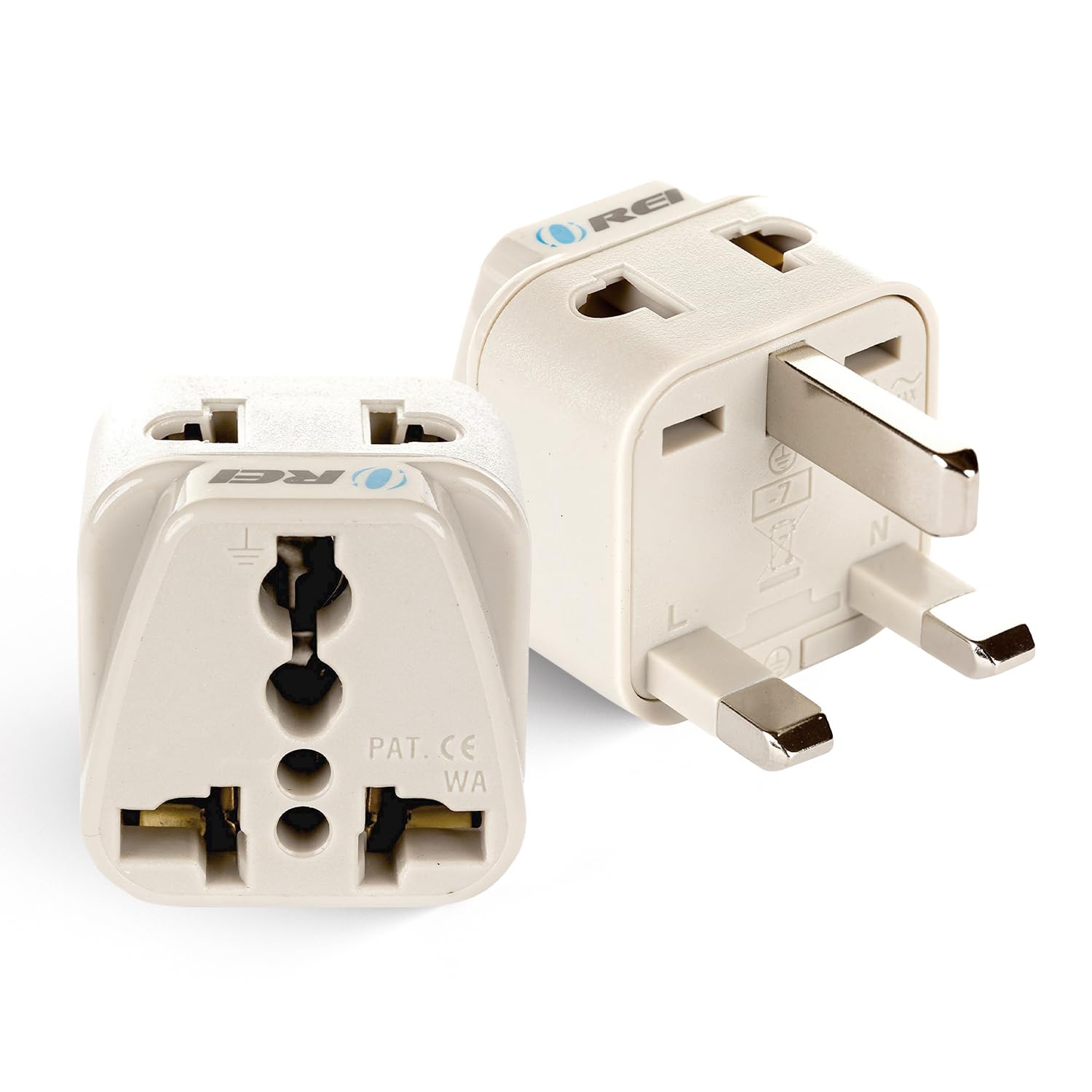 Orei Usa To Uk, Uae, Hong Kong & More (Type G) Travel Adapter Plug   2 In 1   Ce Certified   Rohs Compliant   2 Pack   White Col
