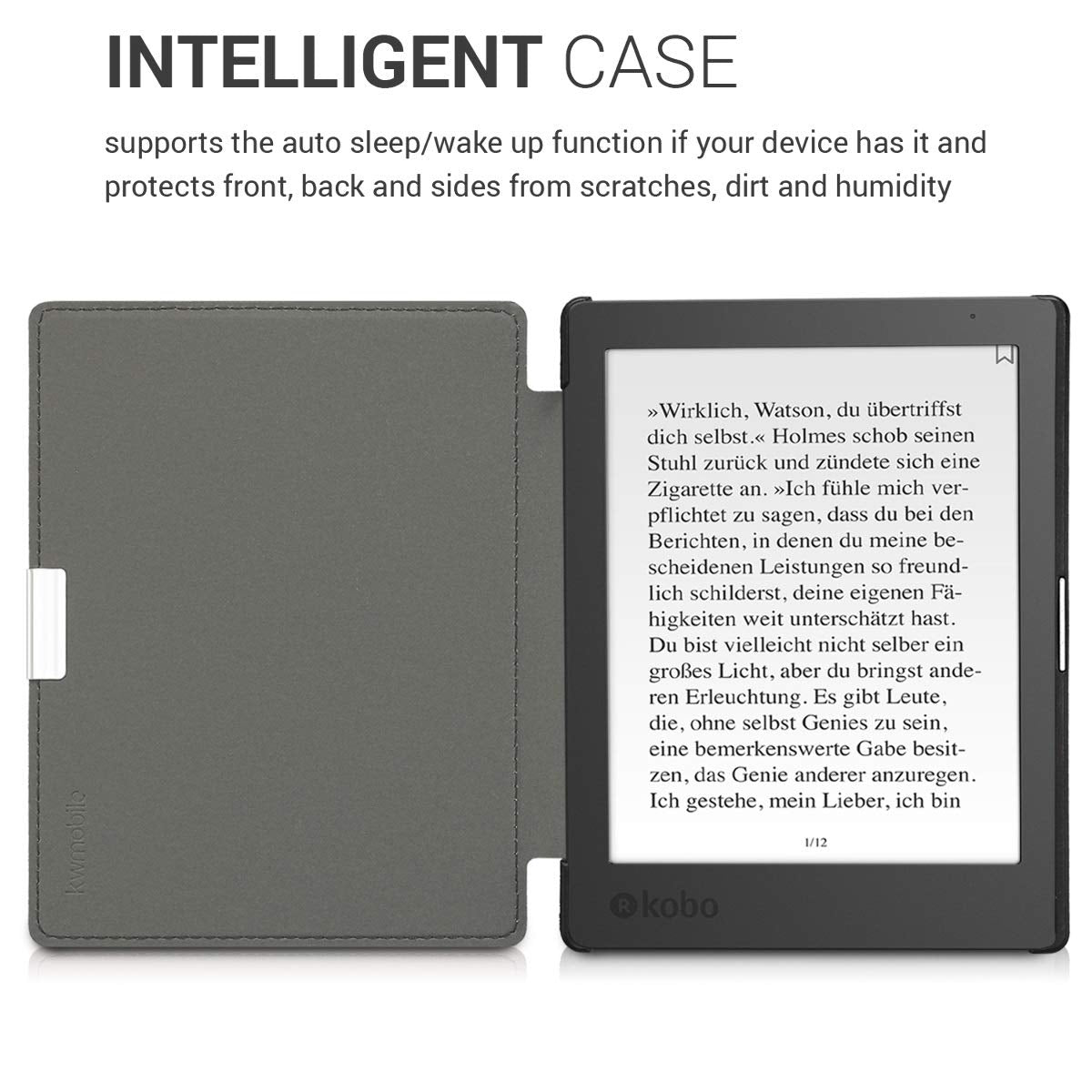 Kwmobile Case Compatible With Kobo Aura Edition 1 Case - Ereader Cover - Cosmic Nature Blue/Grey/Black
