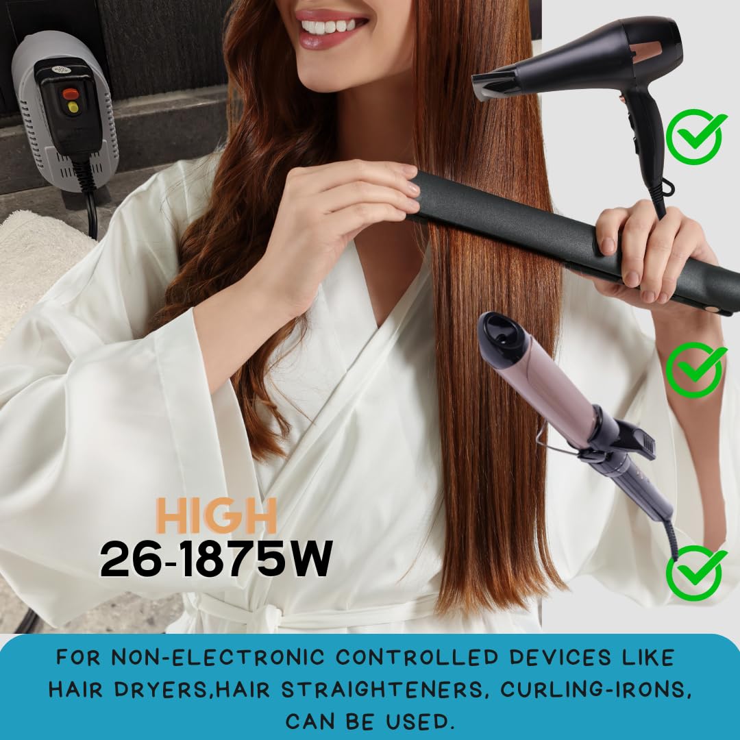 Mobimann Dual Watts Travel Voltage Converter 25/1875W, Step Down Voltage Converter 220V To 110V For Hair Straighteners, Shavers,