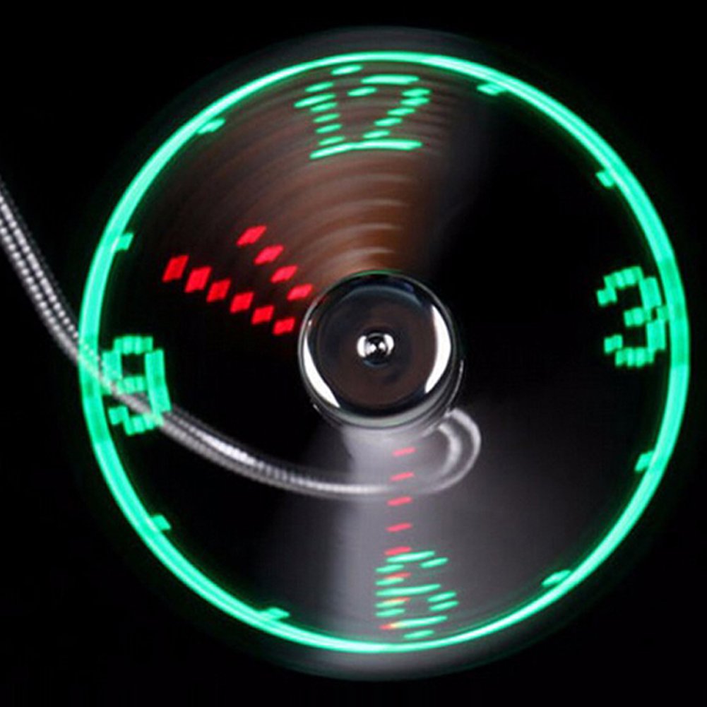 Anysecu Usb Clock Fan With Real Time Clock Led Light   Cool Gadget (Silver 1Pcs)