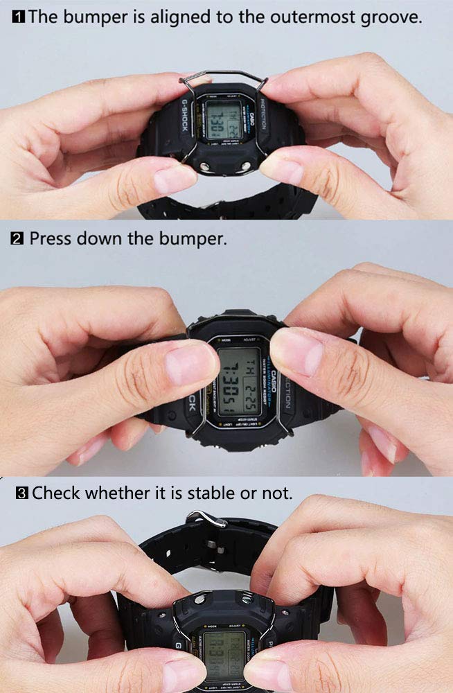 Zshion Stainless Steel Watch Protective Bumper Compatible With Ga 700/710/735,Wire Watch Guard Protector For Casio Ga 700/710/73