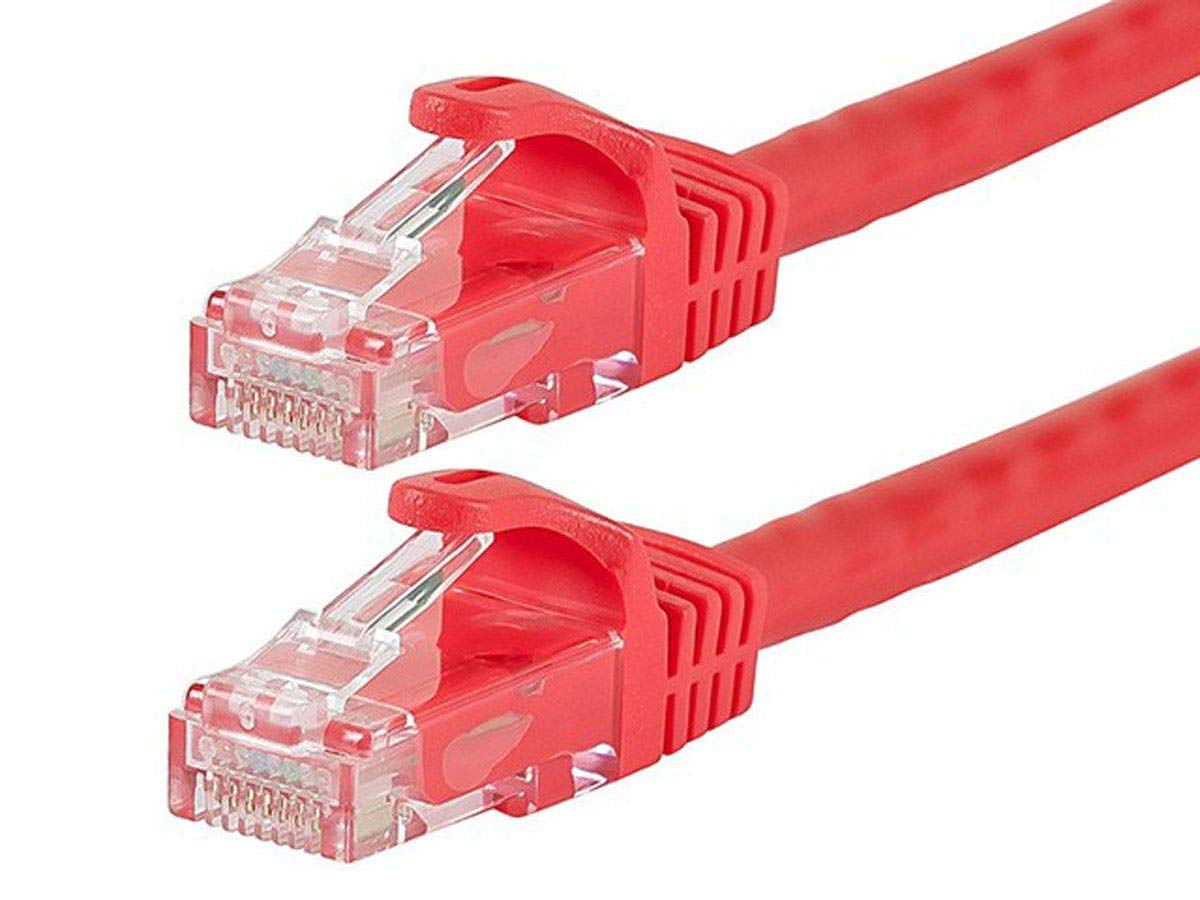 Monoprice Cat6 10Ft Red Patch Cable Utp 24Awg 550Mhz Pure Bare Copper Snagless Rj45 Flexboot Series Ethernet Cable