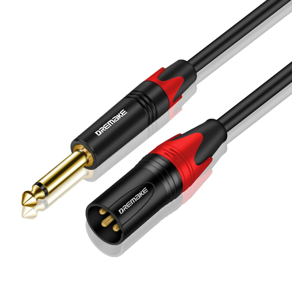 Dremake Patch Cable Xlr To Mono 1/4'' 3Ft, 3-Pin Xlr To 1/4'' Ts Speaker Cable, 6.35Mm 1/4'' Ts Male To Xlr Male Audio Stereo Mi