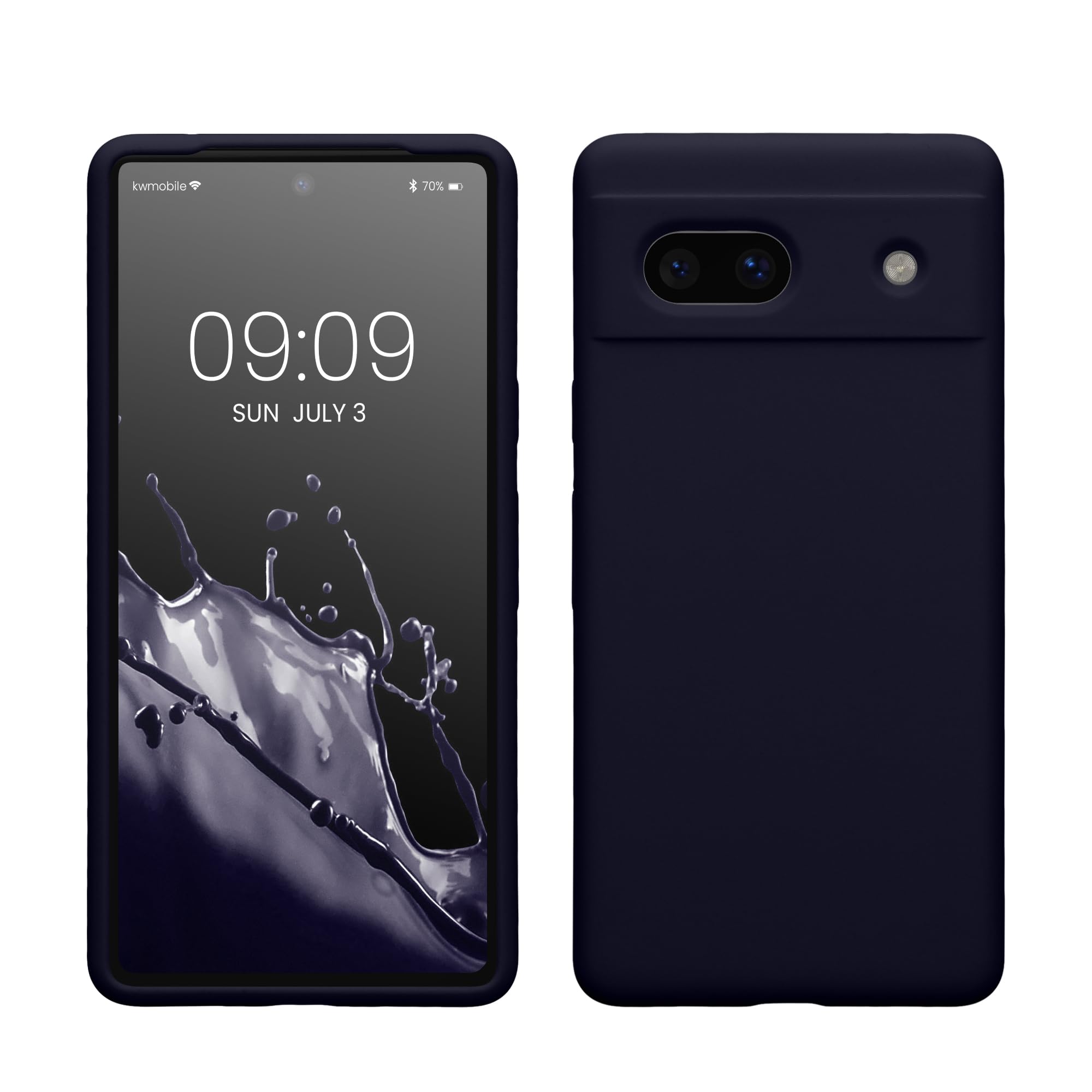 kwmobile Case Compatible with Google Pixel 7a Case - TPU Silicone Phone Cover with Soft Finish - Deep Ocean