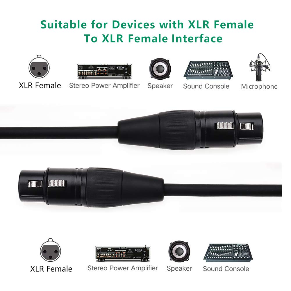 Nanyi 2Pcs Xlr Female To Female Splitter Microphone Cable Xlr To Xlr Patch Cables, 3 Pin Xlr Female To Female Mic Cable Dmx Cabl