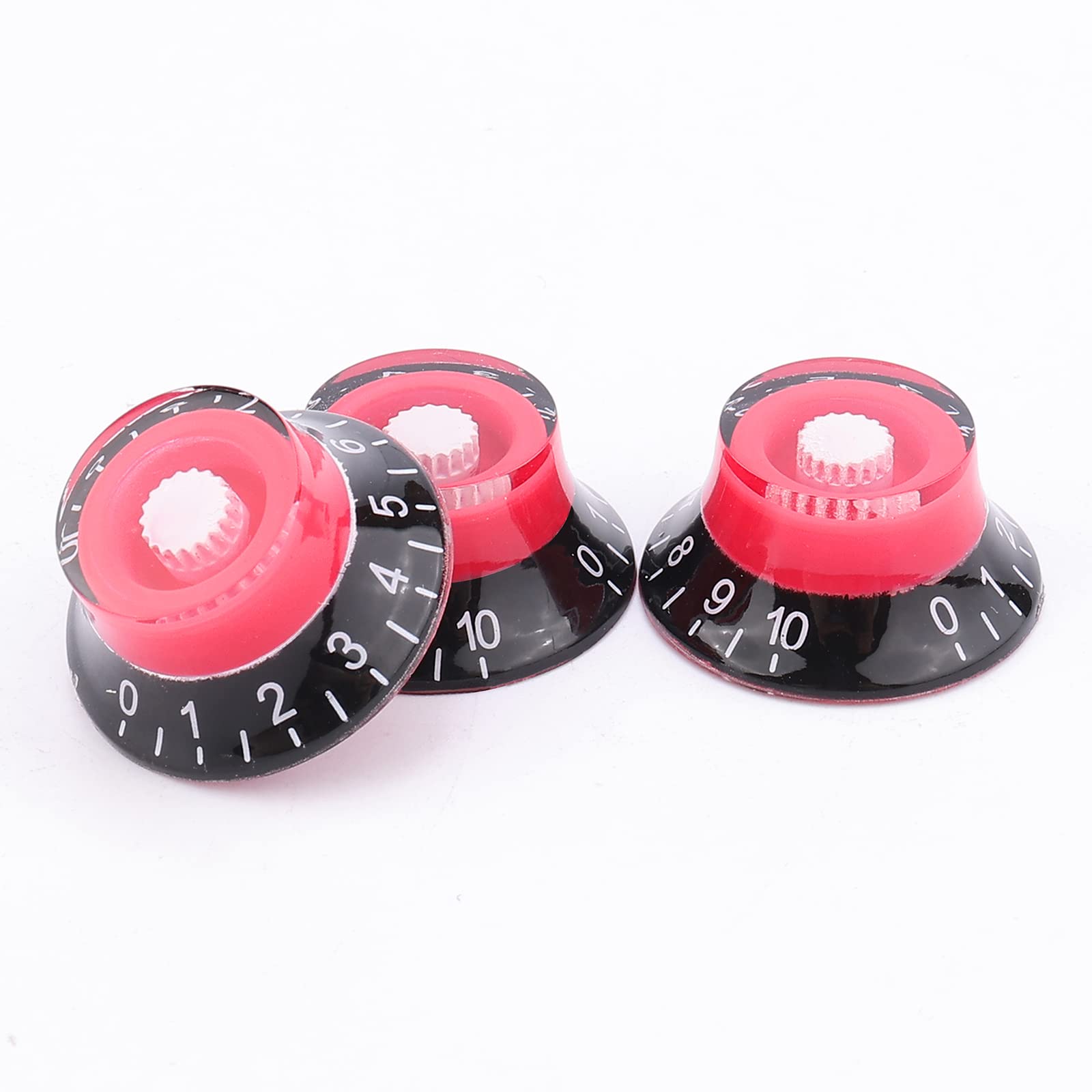 Swhmc Guitar Speed Dial Knobs Control Knobs For Les Paul Lp Guitar Pack Of 4, Black And Red
