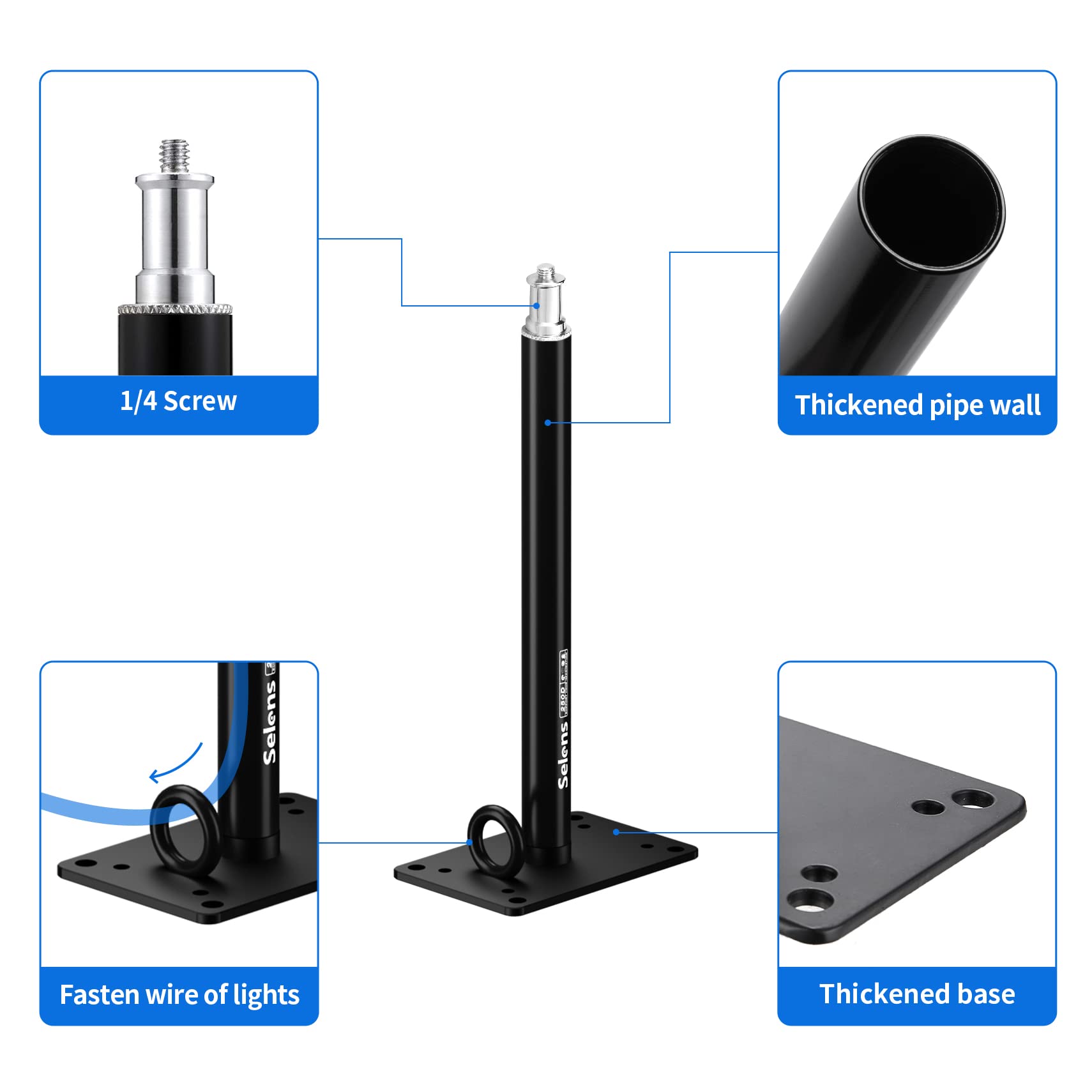 Selens 2 Pack Camera Ceiling Mount, 11'' Wall Mount Bracket With 1/4'' Universal Adapter For Video Light, Ring Light, Softbox, R