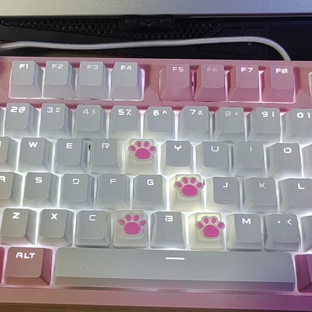 Yupyay 4 Pack Custom Oem R4 Keycaps Pbt Mechanical Keyboard Keycaps Cute Cat Paw Key Cap Kawaii Gaming Keycaps For Mechanical Ke