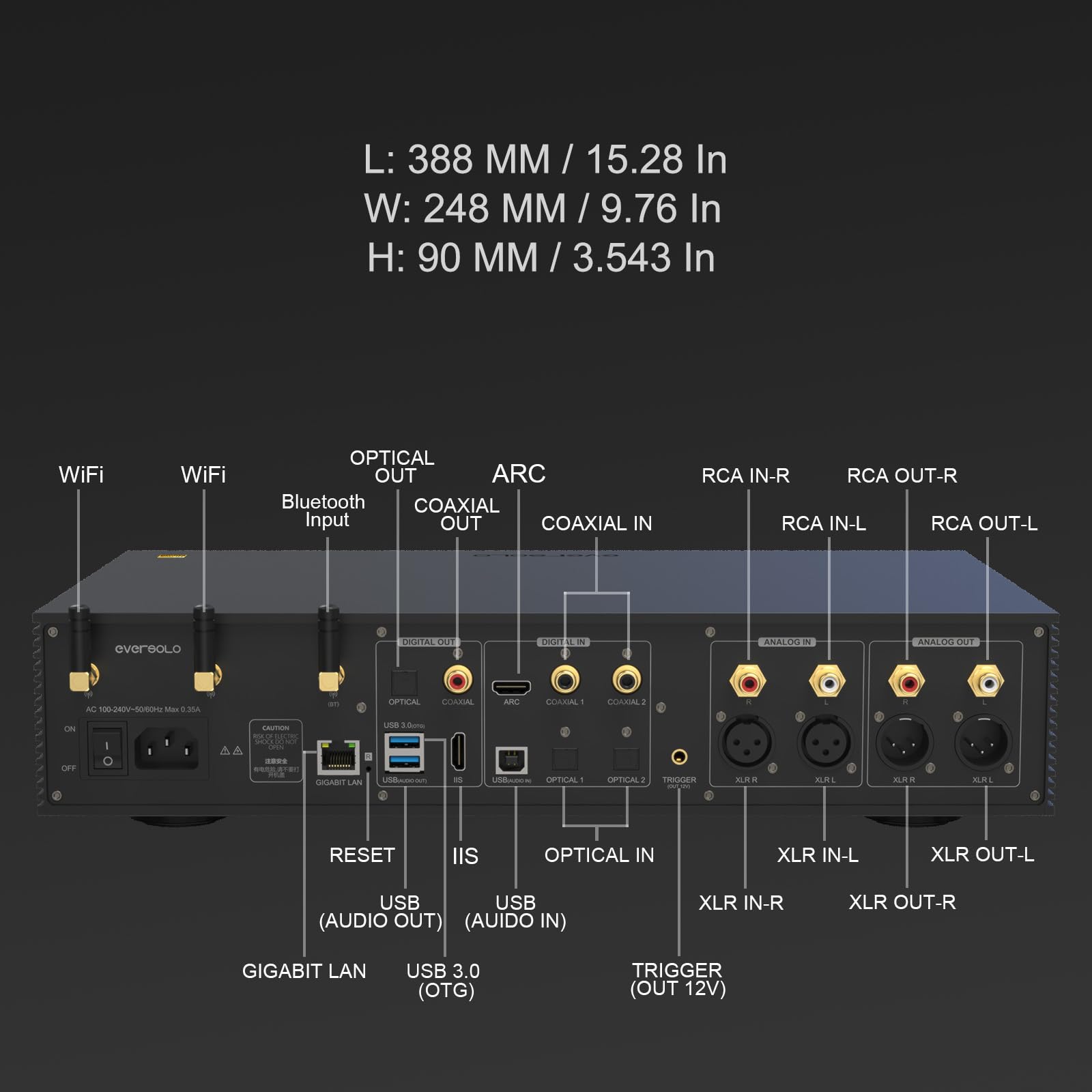 Eversolo Dmp A8 Music Streamer,Dap,Dac,Preamp,4Gddr4 +64Gemmc Ak4191Eq+Ak4499Ex,Arc Input,Iis Output,Uv Meters,Spectrums,Paramet