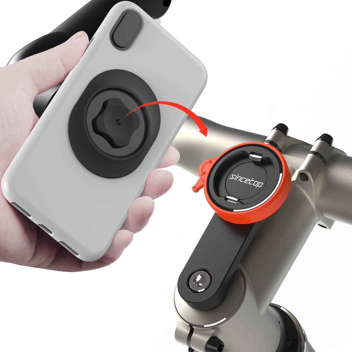 Bike Phone Mount For Mountain Bicycle, Universal Aluminum Road Bike Stem Cap Cell Phone Holder, Connect Quickly Riding Clip Stan