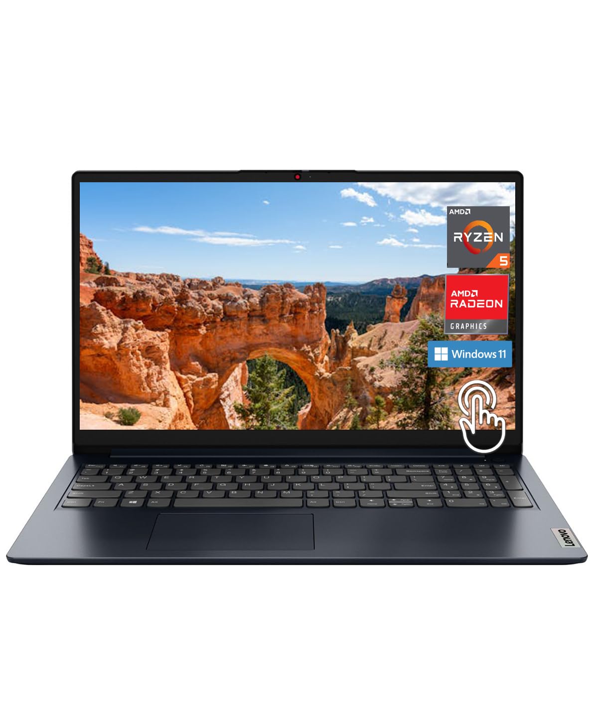 Lenovo Ideapad 1 Laptop, 15.6'' Fhd (1920X1080) Ips 300Nits Anti Glare Display, Touch, Ryzen 5 7520U, 8Gb Ram, 1Tb Storage, Amd 