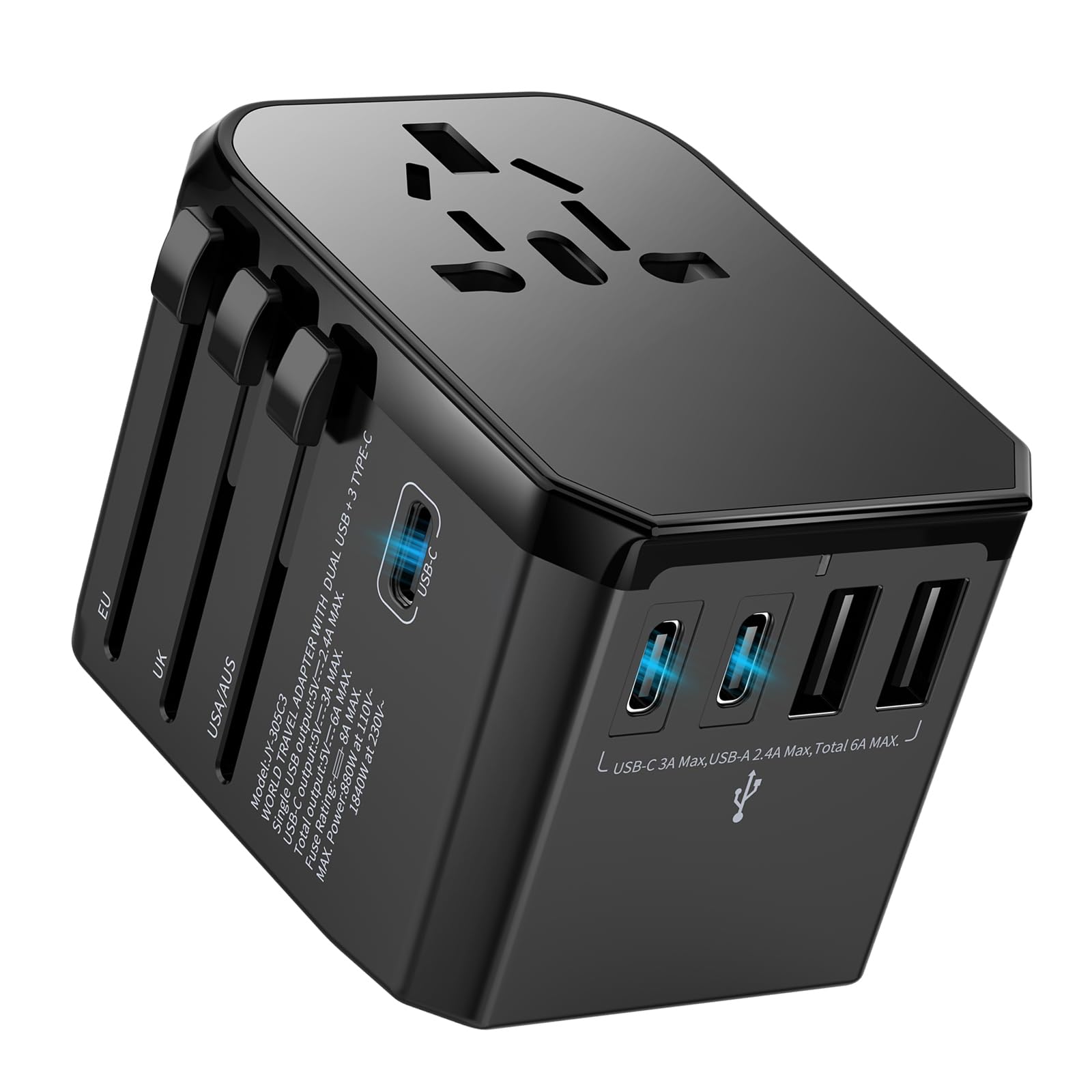 HICHOR Universal Travel Adapter International Plug - European Travel Plug Adapter Worldwide US AUS EU UK Spain Germany Ireland I