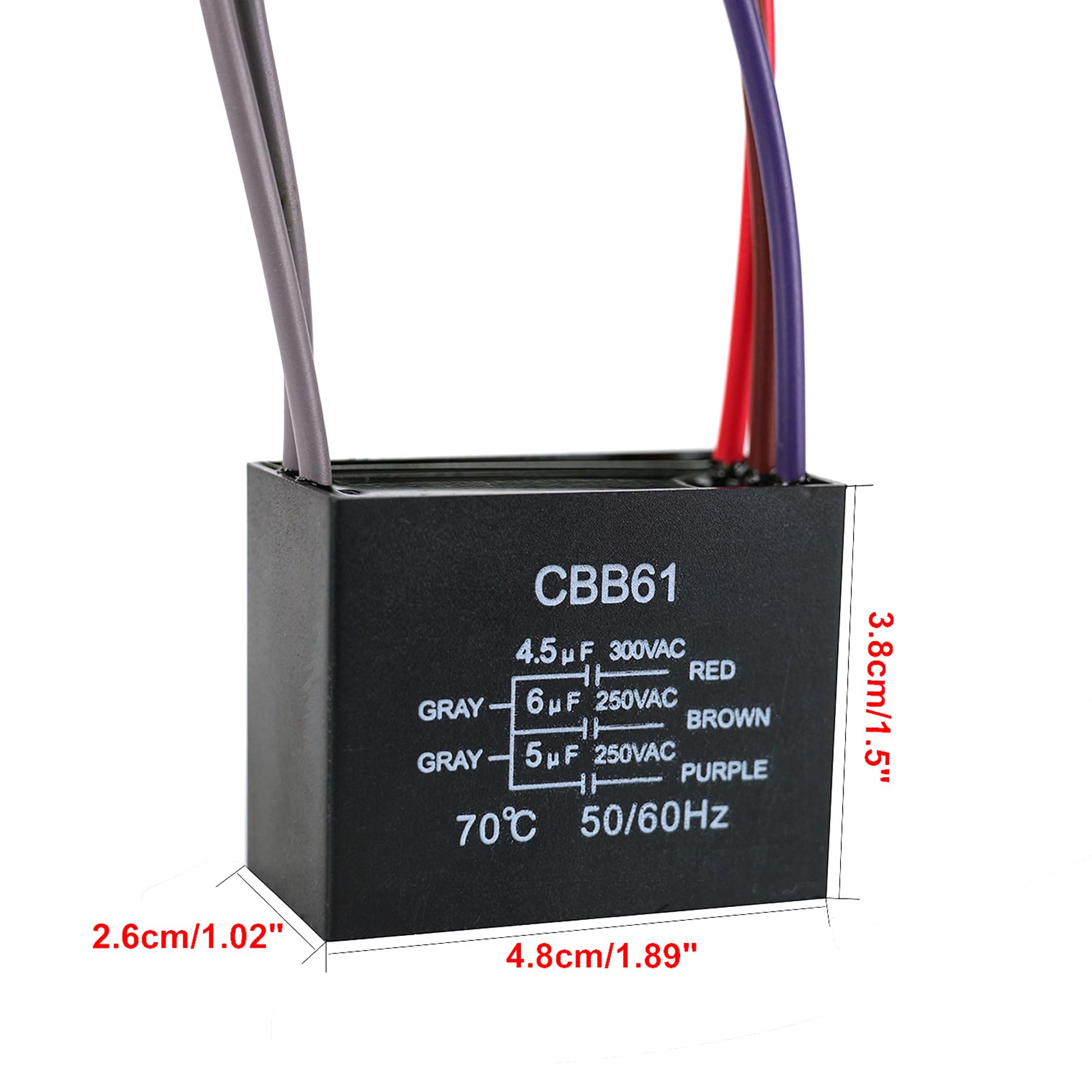 Ceiling Fan Capacitor Cbb61 4.5Uf + 6Uf + 5Uf 5Wire 250V, Ceiling Fan Switch 3 Speed 4 Wire Pull Chain Switch For Fan, Wall Lamp