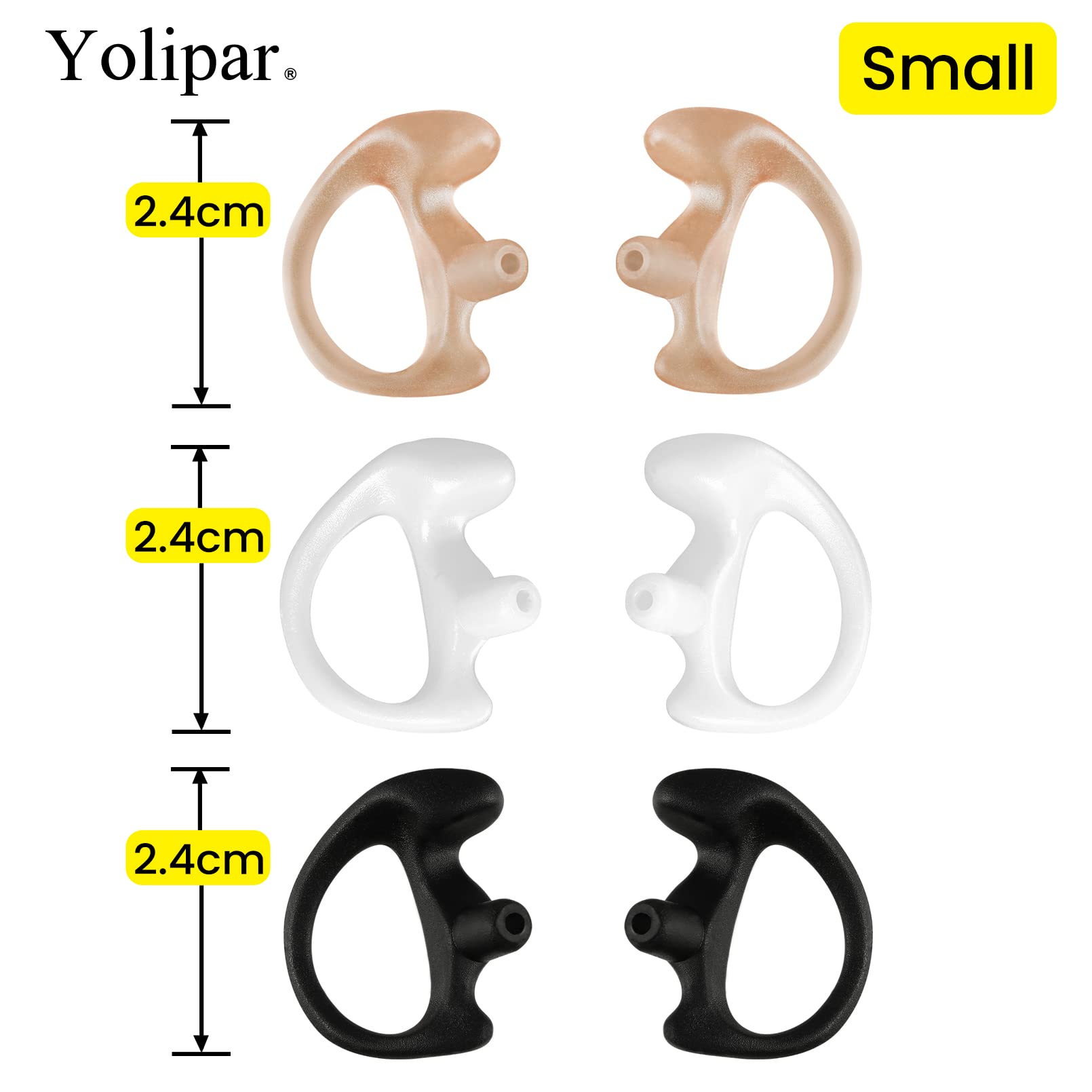 Yolipar Replacement Soft Silicone Eardud Earmold For Walkie Talkie Audio Kit Air Acoustic Tube Earpiece Headset (Three Colour, S