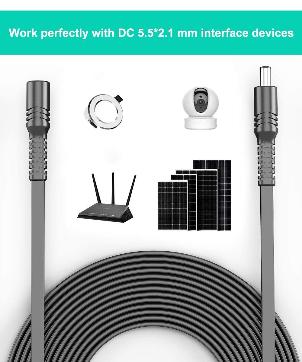 Itramax 10Ft 12V Dc Extension Cable (2 Pack),Dc 2.1Mm X 5.5Mm 5521 Power Supply Adapter Flat Extender Cord,Female To Male Wire F