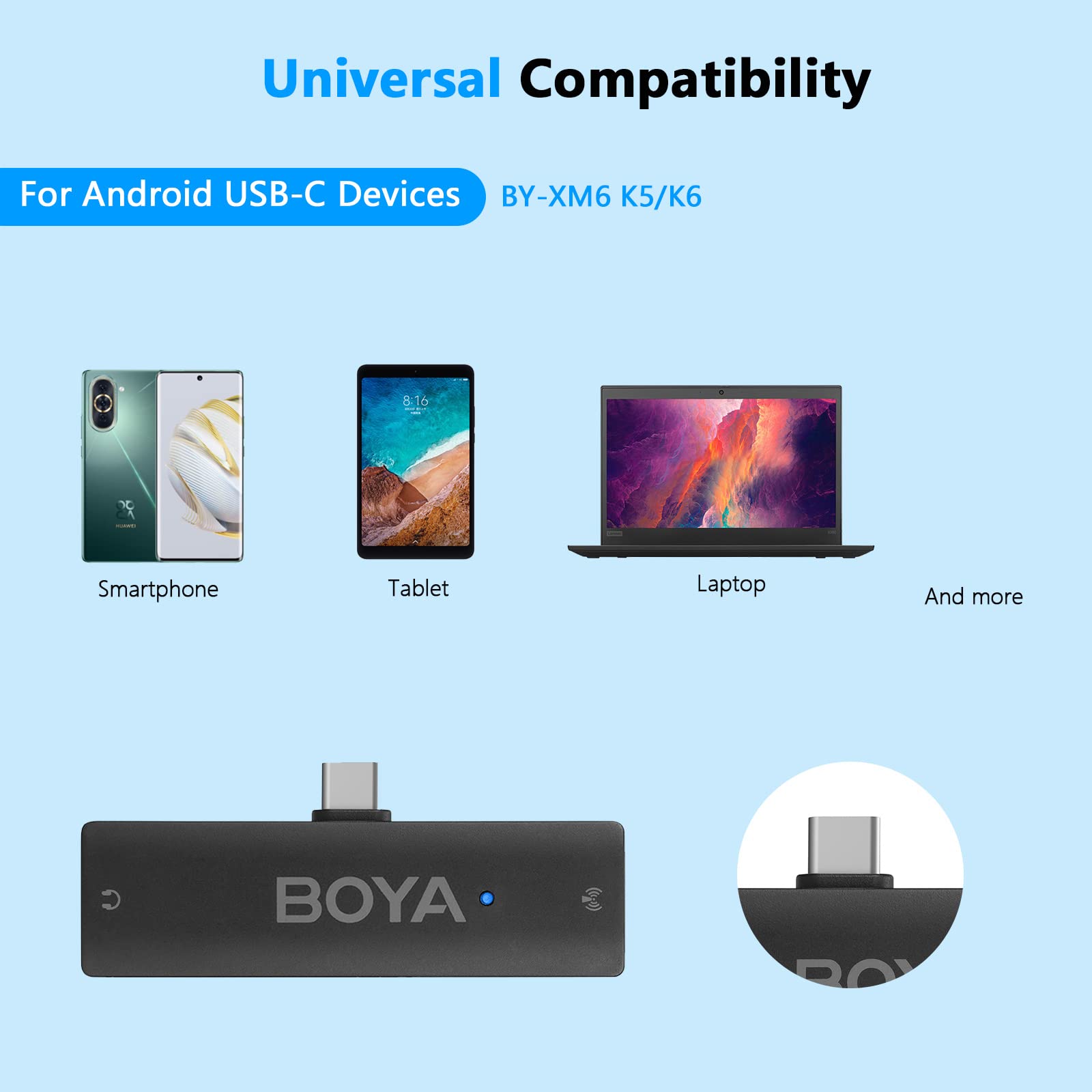 Boya Wireless Lavalier Microphone For Android Phone By Xm6 K6 Plug Play Dual Microphones With Charging Case Usb Type C Clip On L