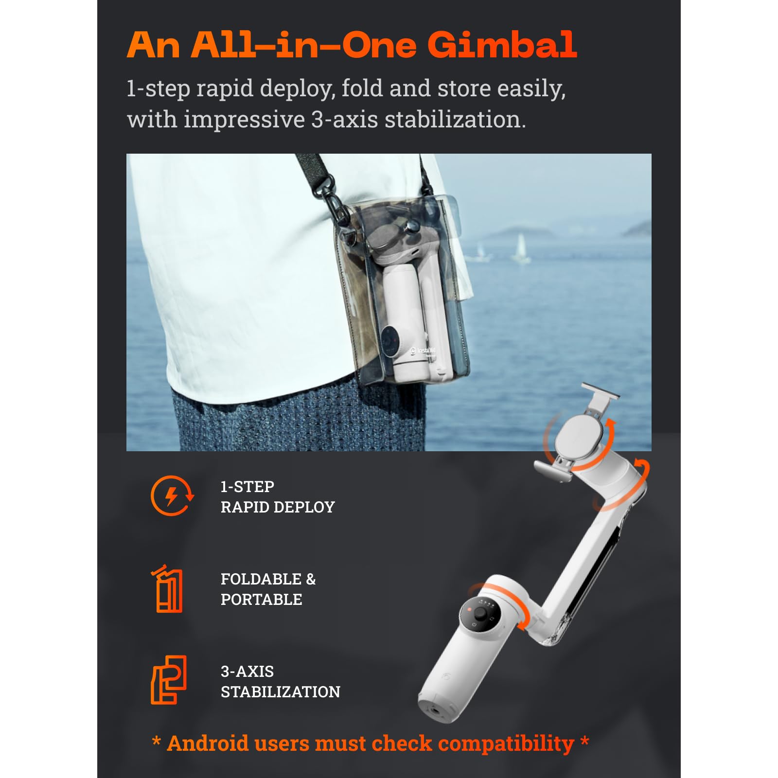 Insta360 Flow Creator Kit - Smartphone Gimbal With Ai Tracking, Smartphone Gimbal, 3-Axis Stabilization, Integrated Selfie Stick