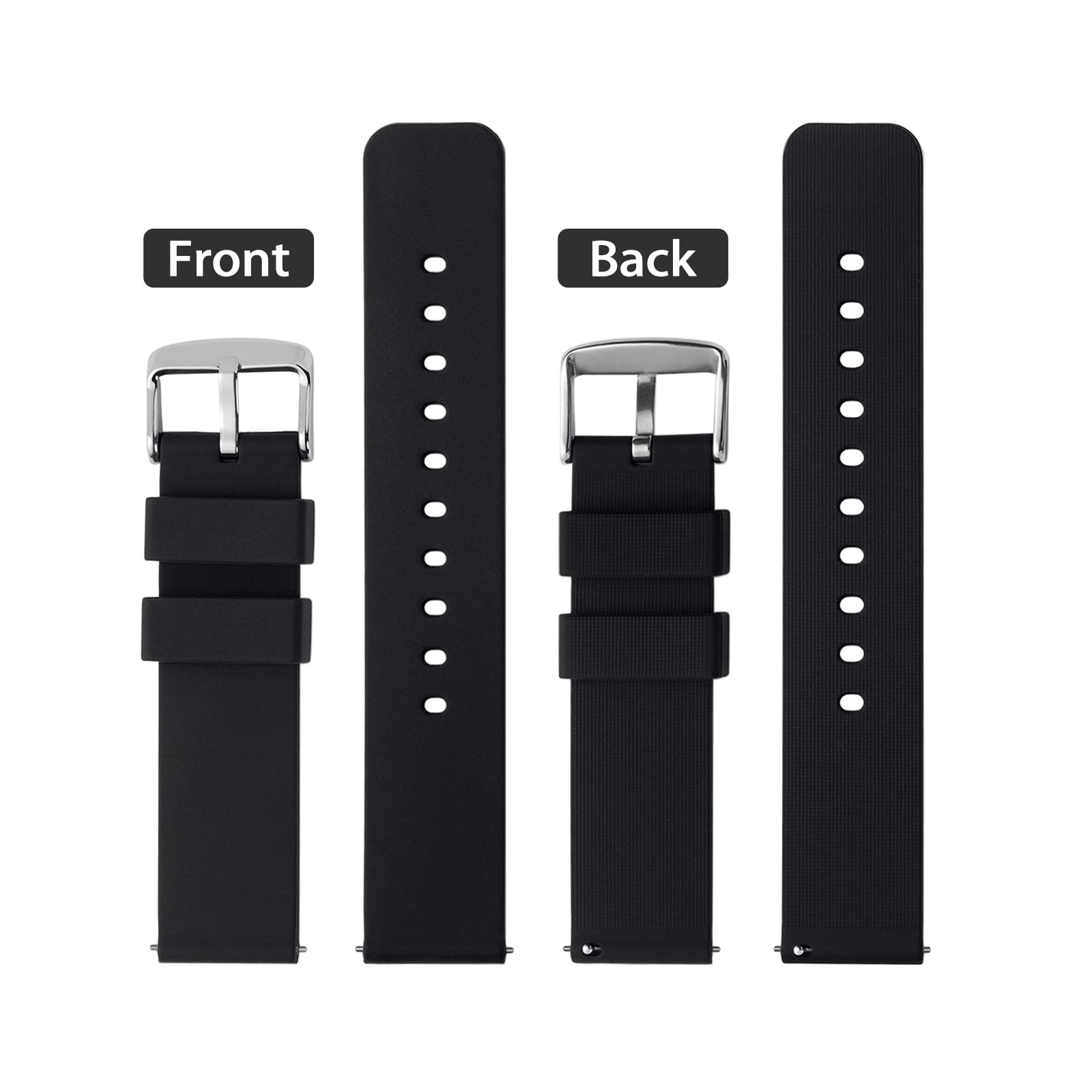 Sandein Silicone Watch Band  Quick Release, Super Soft Rubber Replacement Strap, Compatible With 18Mm, 20Mm, 22Mm Black (Black ,