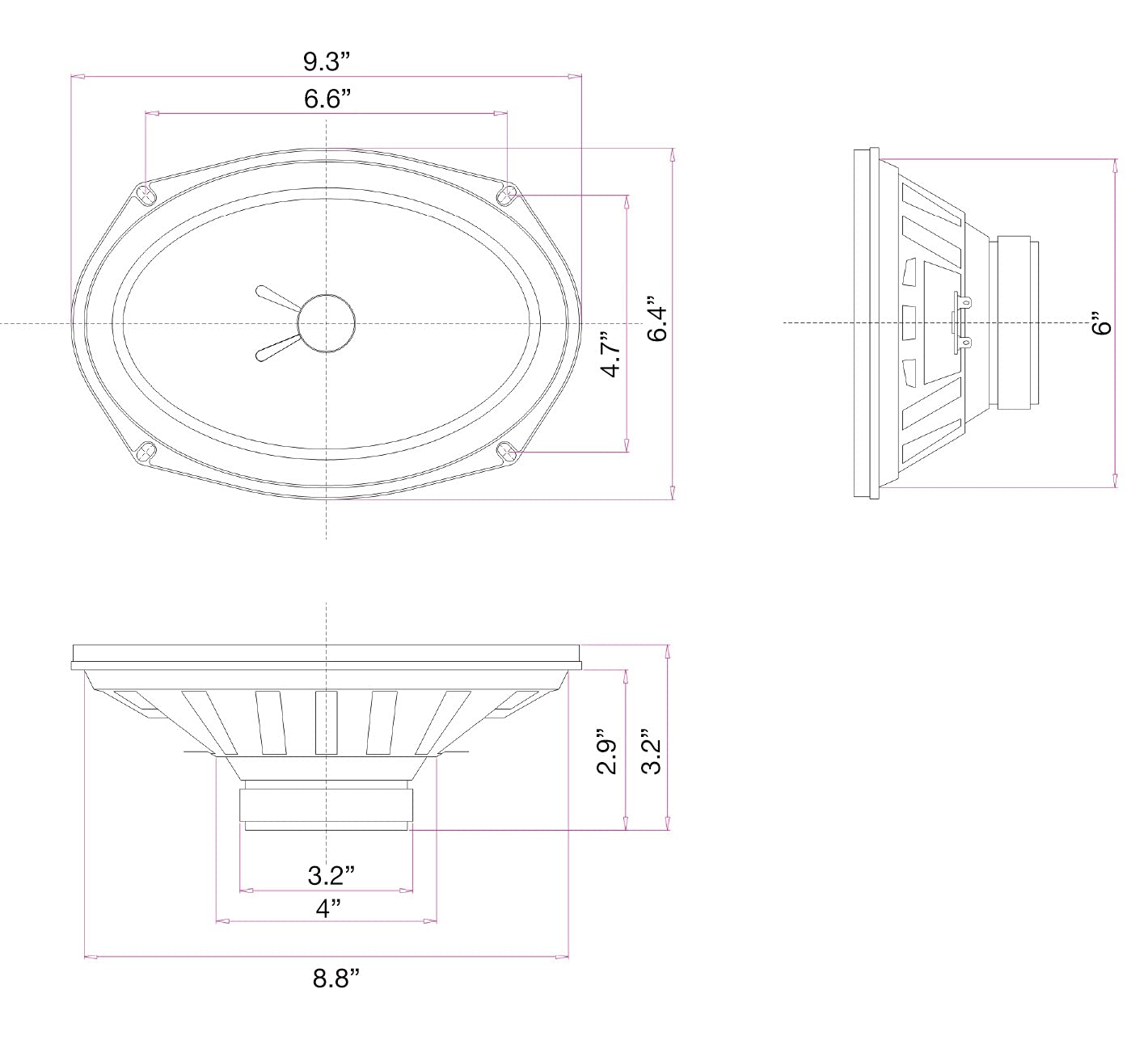 Magnadyne Ls69W | 6'' X 9'' High Power Subwoofer | 35 Watts |