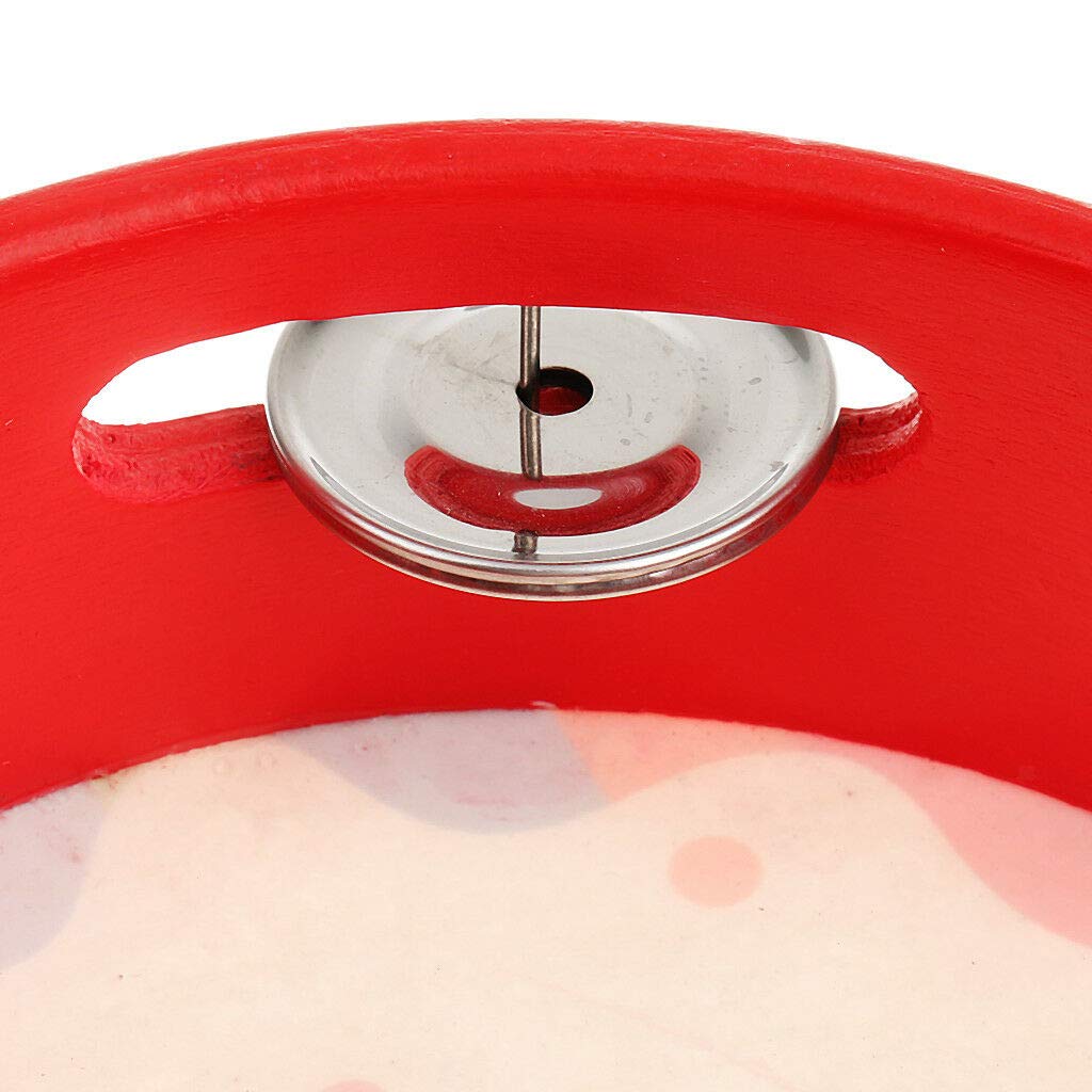 Hand Held Tambourine Drum Bell Metal Jingles Wooden Percussion Musical ToyD