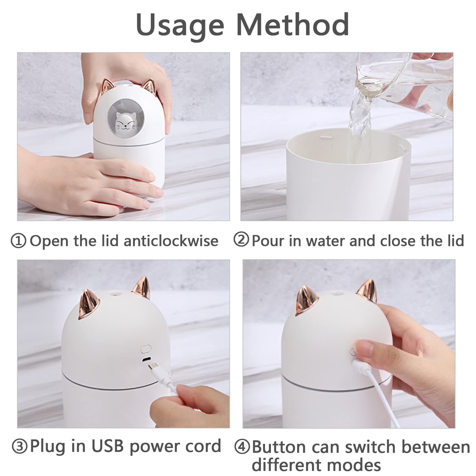 Small Humidifier Cute Portable Cool Mist Humidifier With 6 Pcs Humidifier Sticks 7 Color Night Light Usb Air Humidifier For Bedr