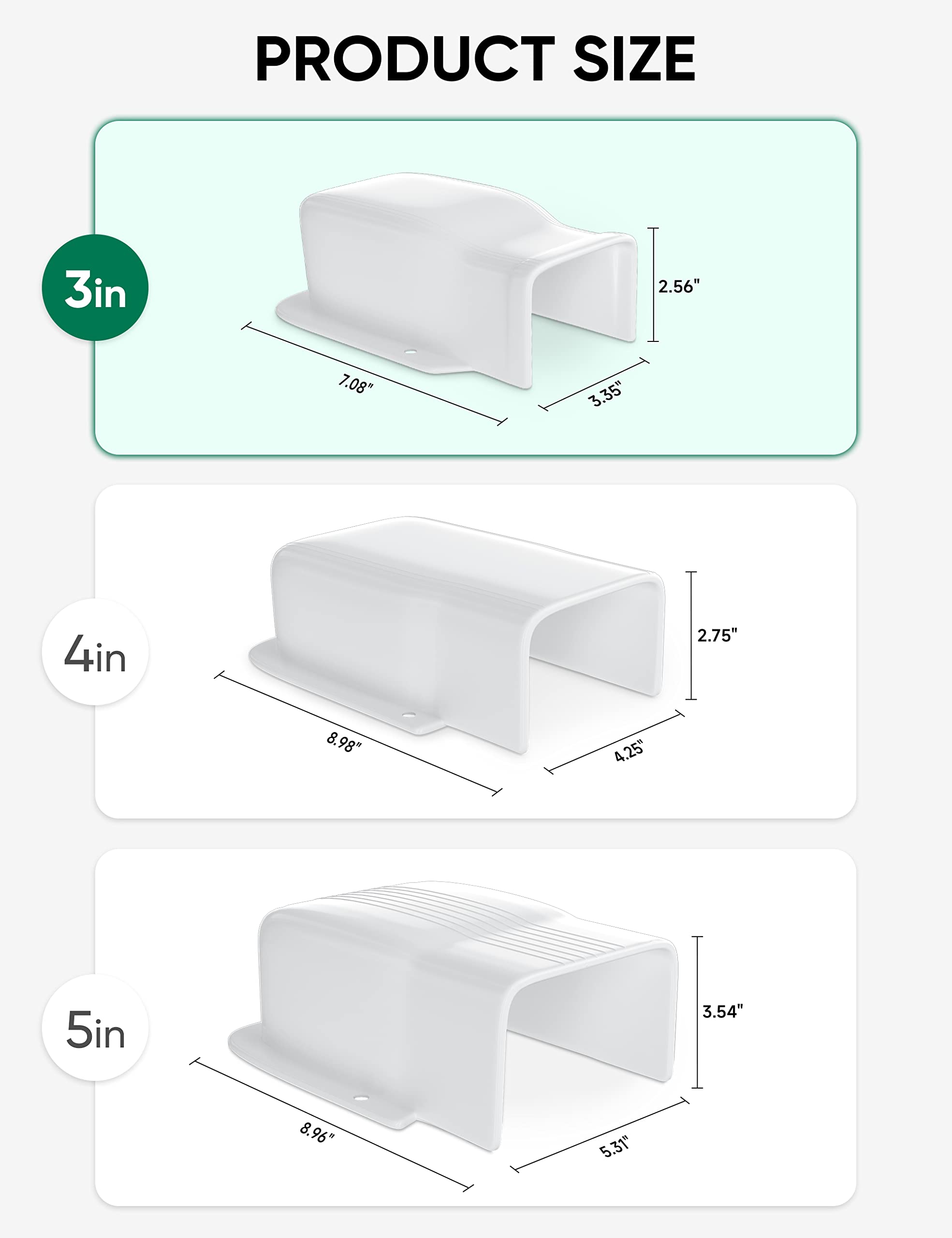Plusluck 3'' Entry Wall Cover Line Cover Set Parts Pvc Accessory For Decorative For Ductless Mini Split, Central Ac And Heat Pum