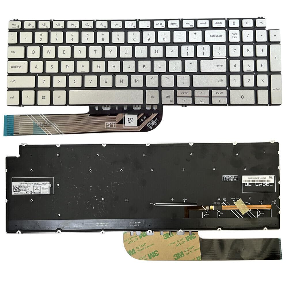 Zahara Laptop Silver Backlit Us Layout For Keyboard For Dell Inspiron 15 3501 3502 3505 5501 5502 5508 5584 5590 5593 5594 5598,